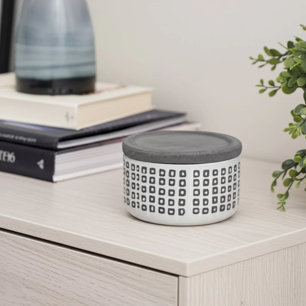 Ceramic 5"  Covered Dotted Jar, Black - Image 12