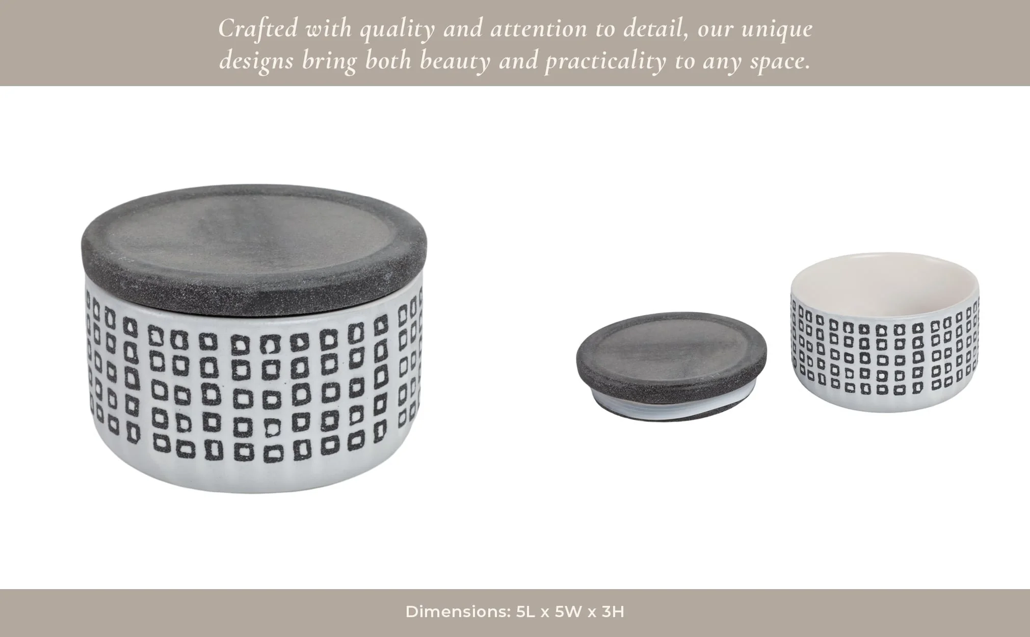 Ceramic 5"  Covered Dotted Jar, Black - Image 14