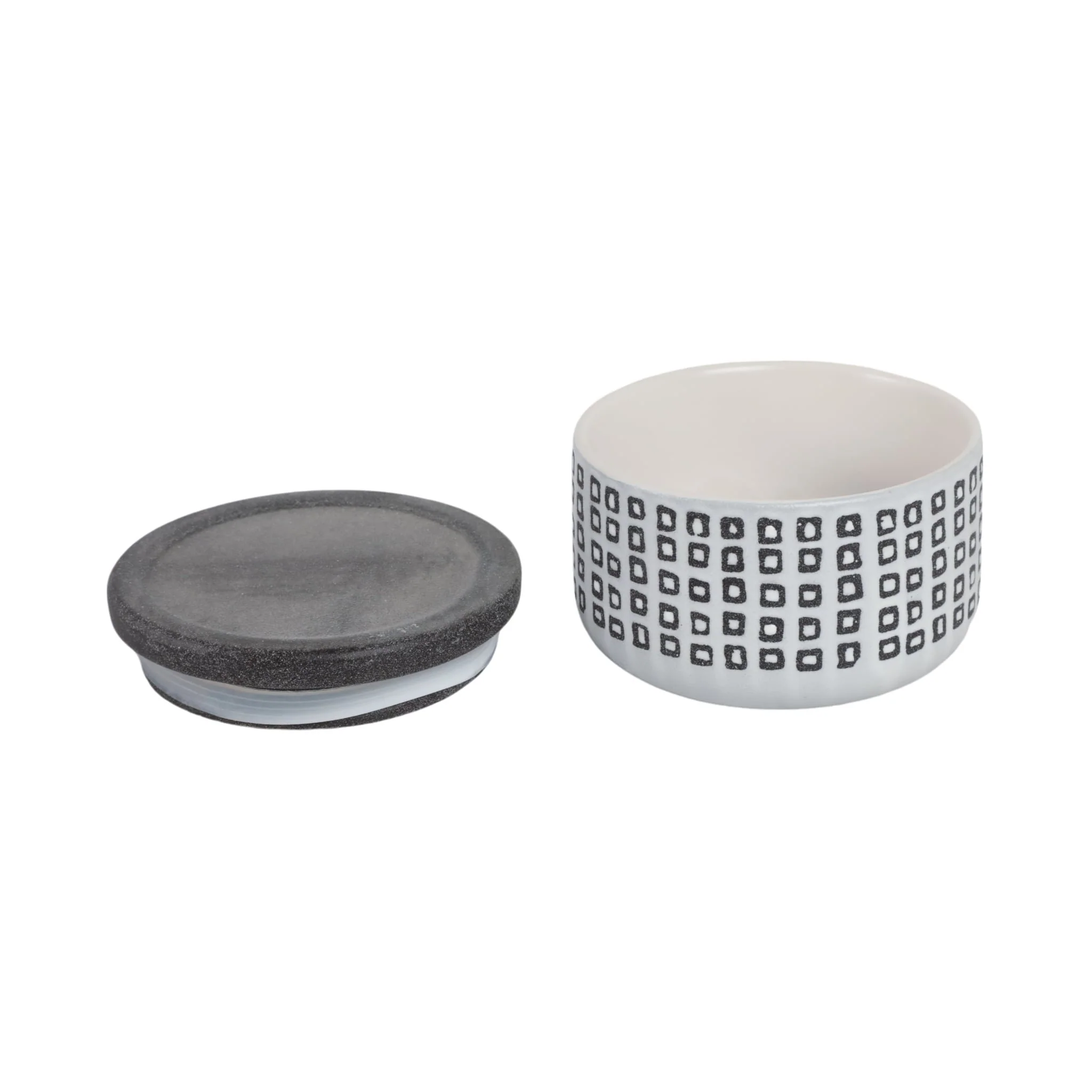 Ceramic 5"  Covered Dotted Jar, Black - Image 2