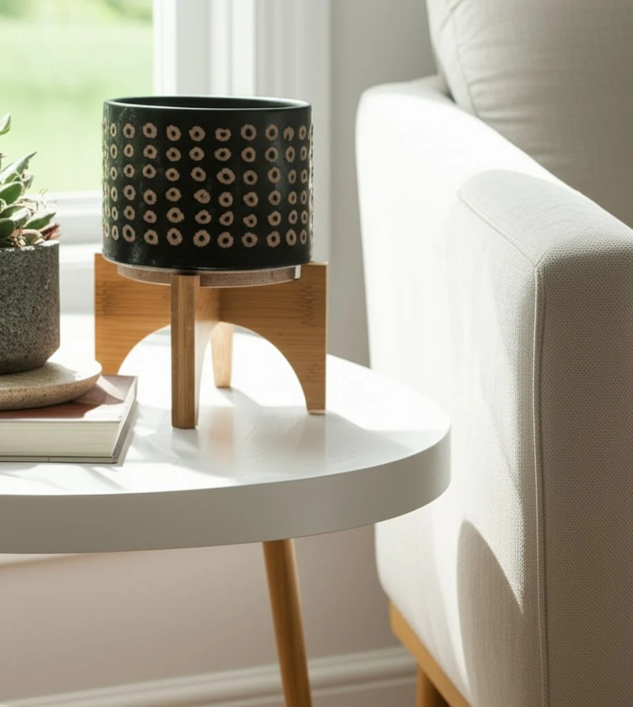 Ceramic 5" Planter On Stand, Brown - Image 11