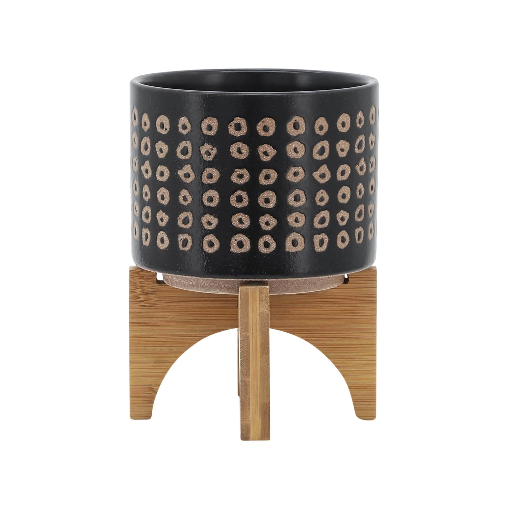 Ceramic 5" Planter On Stand, Brown - Image 2