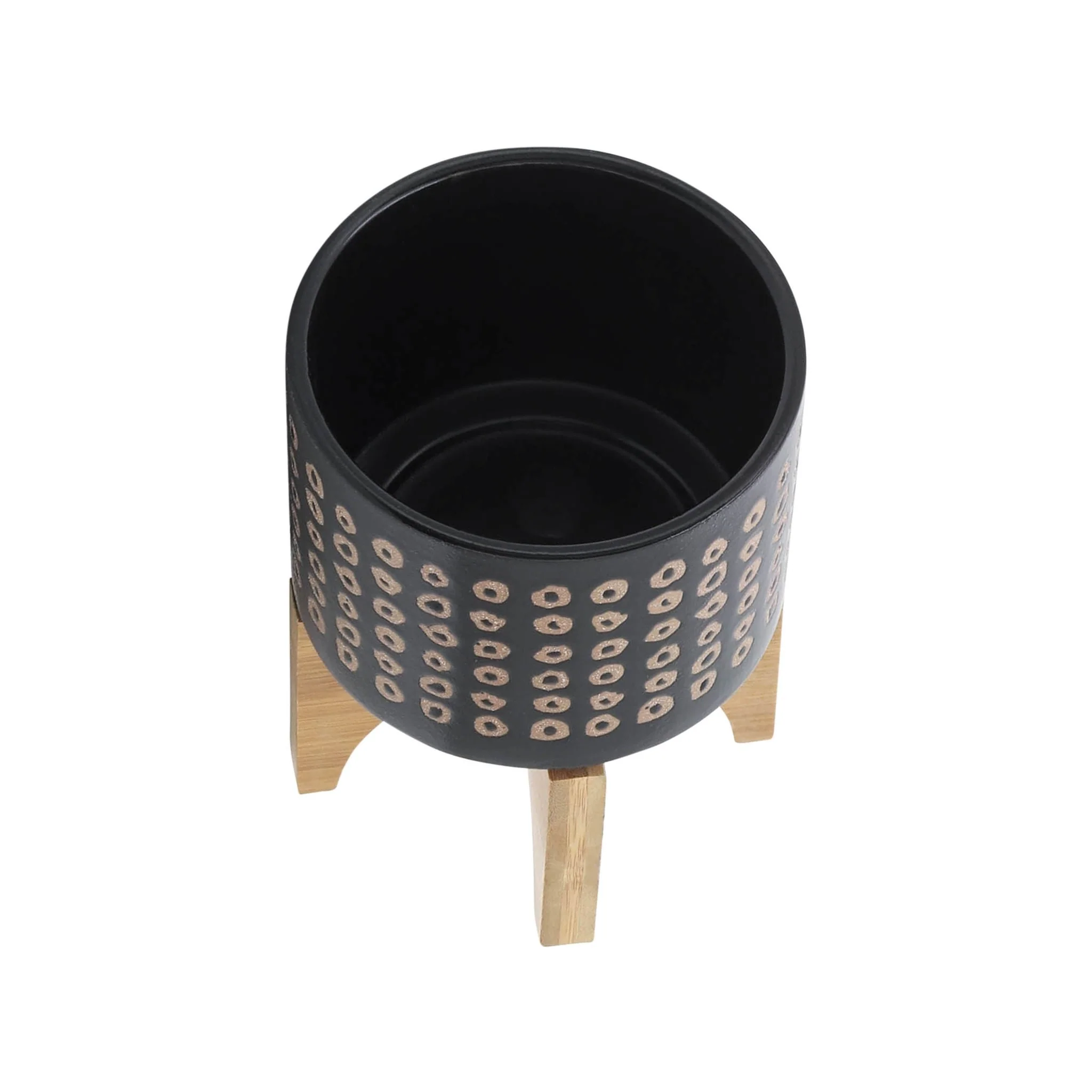 Ceramic 5" Planter On Stand, Brown - Image 4