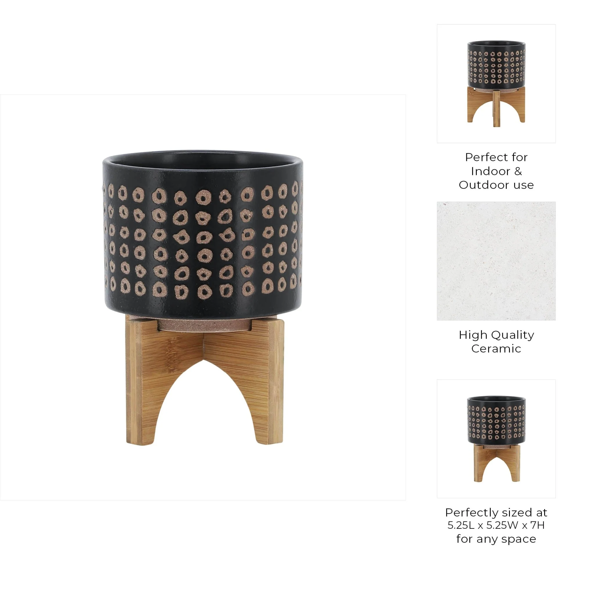 Ceramic 5" Planter On Stand, Brown - Image 9