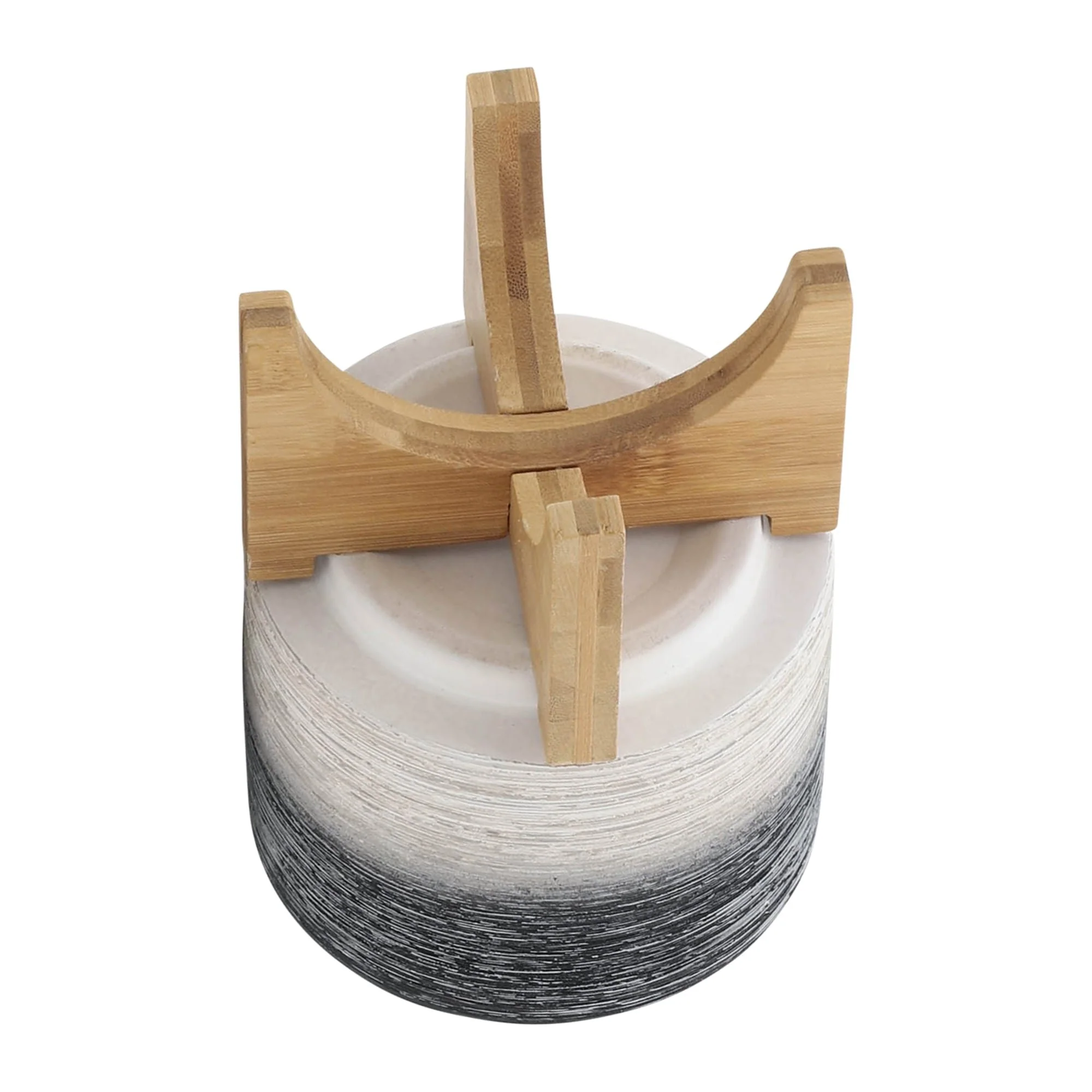 Ceramic 5" Planter On Wooden Stand, Gray - Image 5