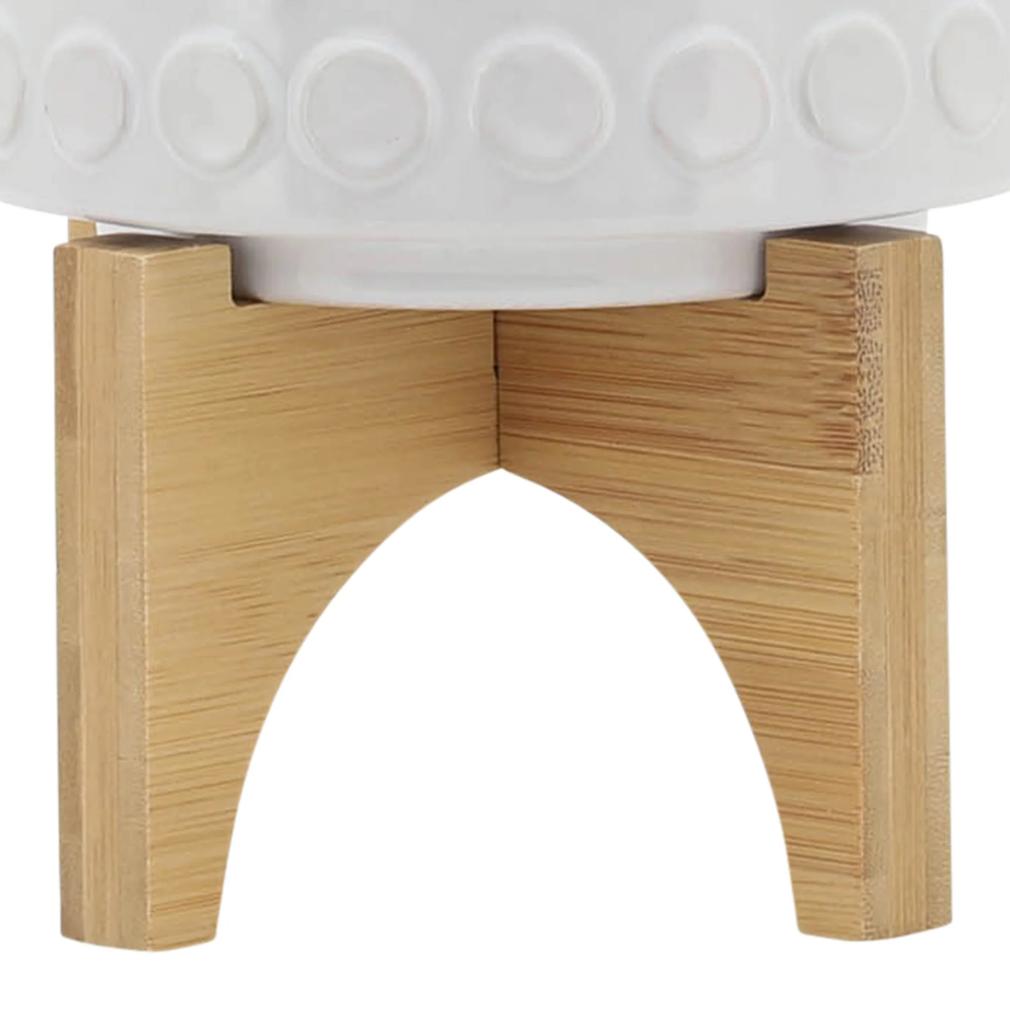 Ceramic 5" Planter On Wooden Stand, White - Image 7