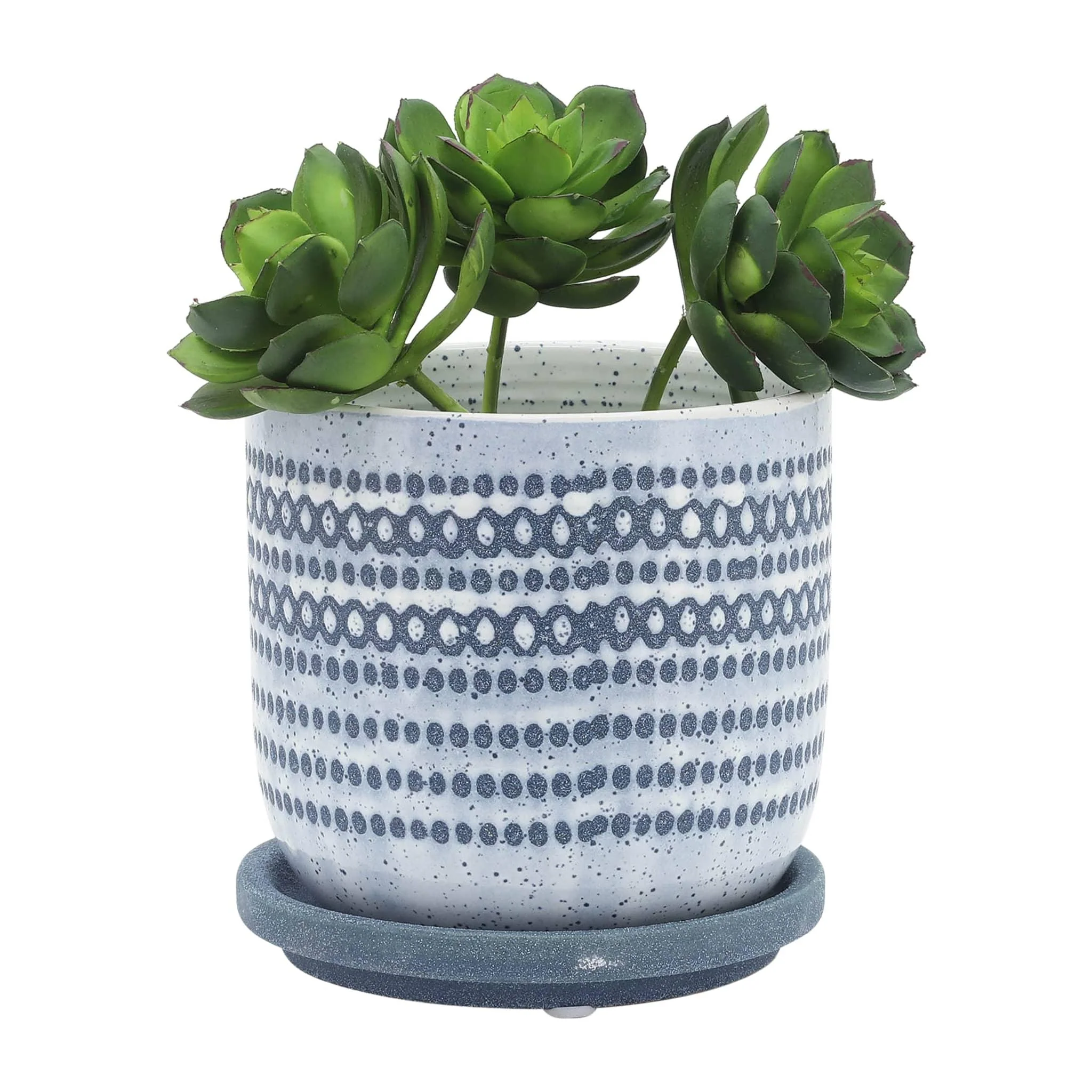 Ceramic 5" Planter W/ Saucer, Blue - Image 3