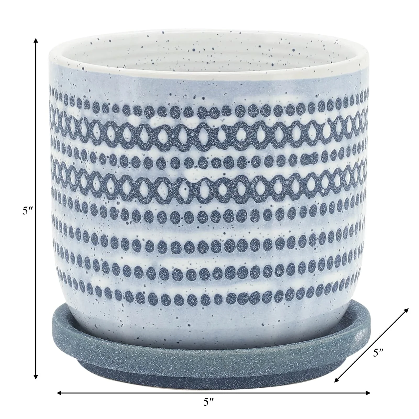 Ceramic 5" Planter W/ Saucer, Blue - Image 7