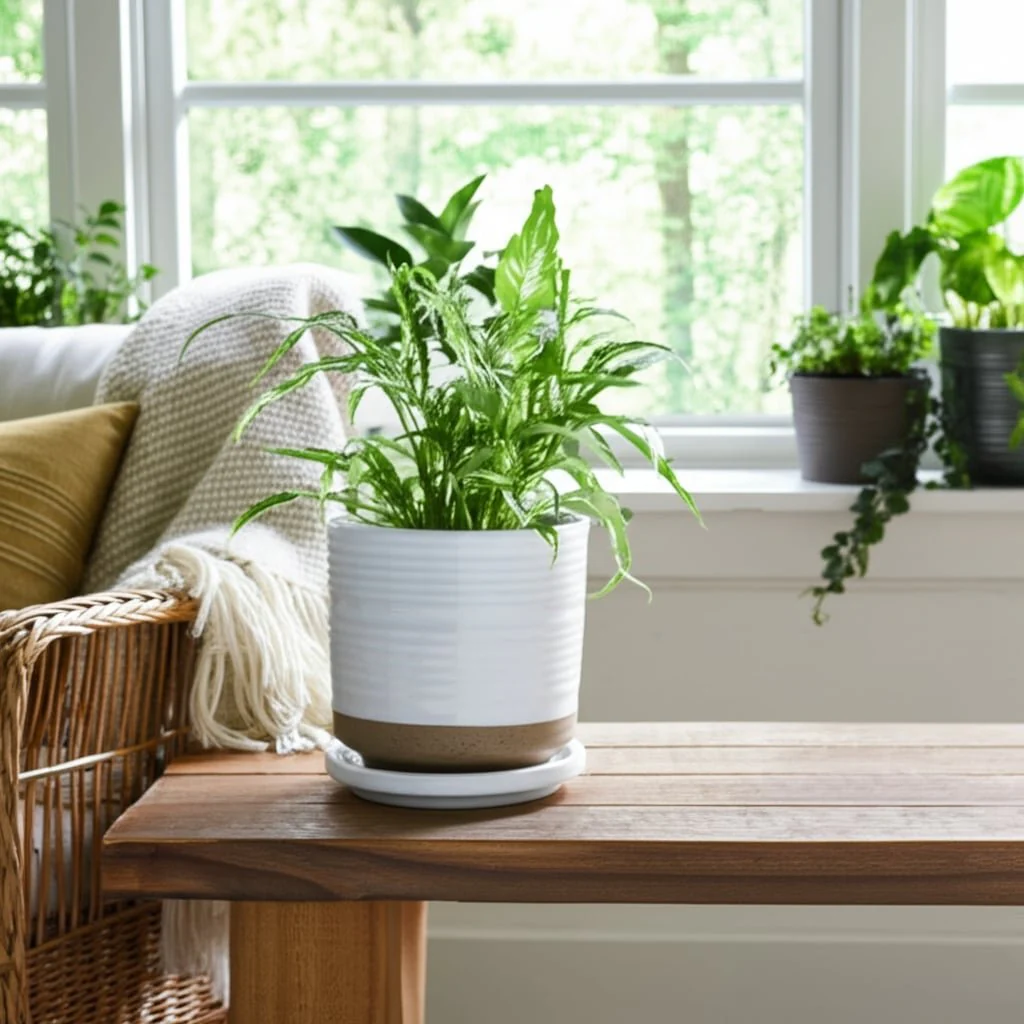 Ceramic 5" Planter W/ Saucer, White - Image 10