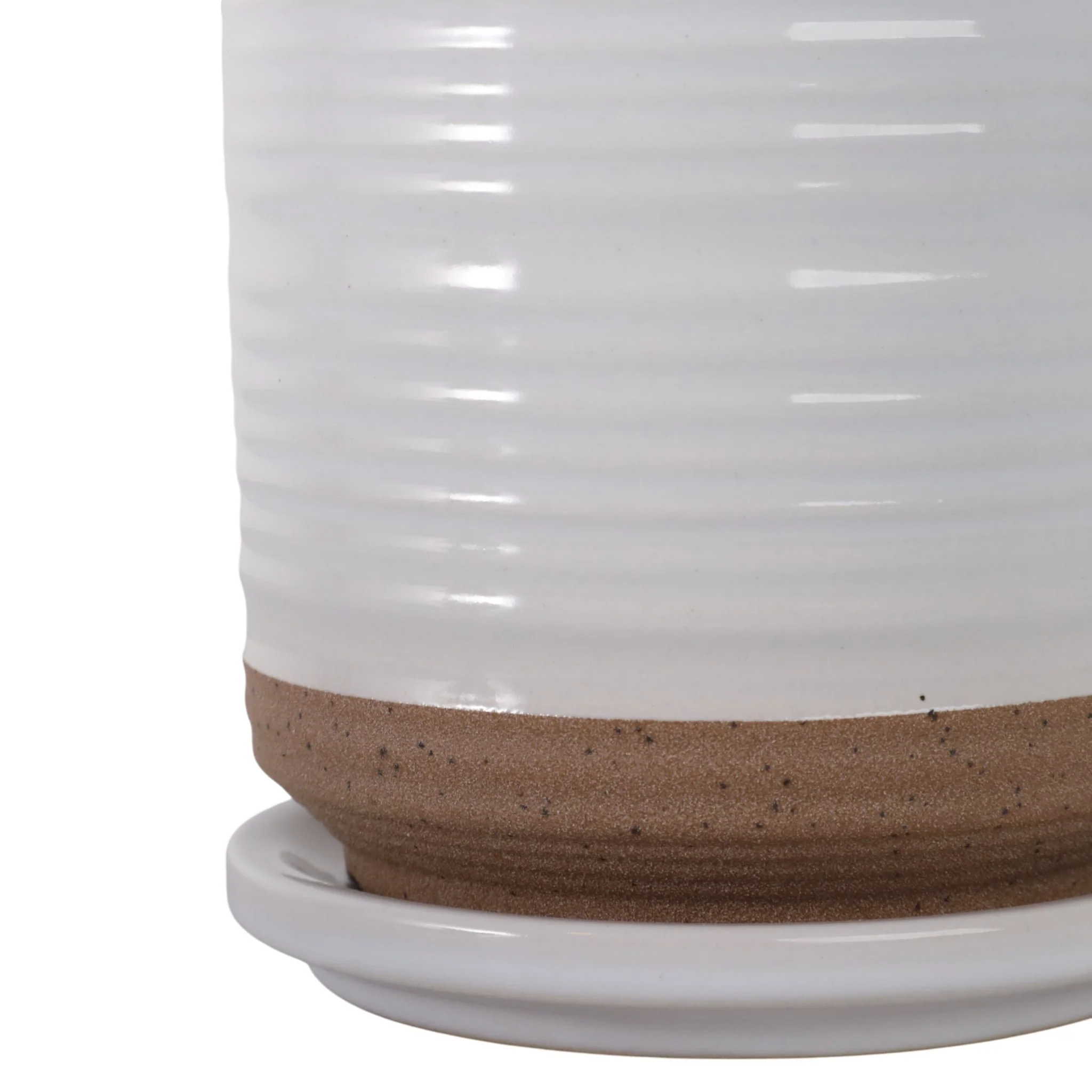 Ceramic 5" Planter W/ Saucer, White - Image 5