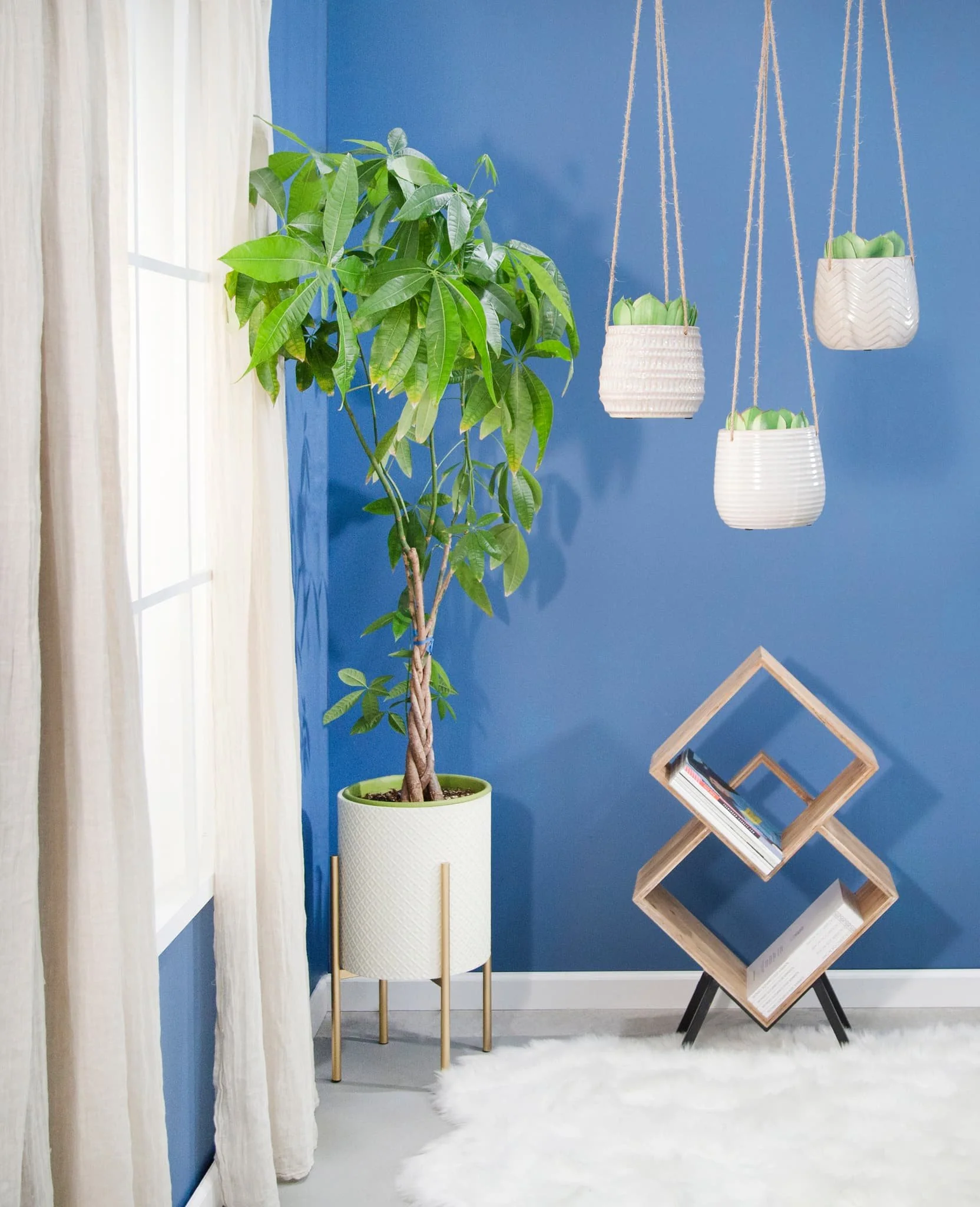 Ceramic 6" Dimpled Hanging Planter, Beige - Image 11