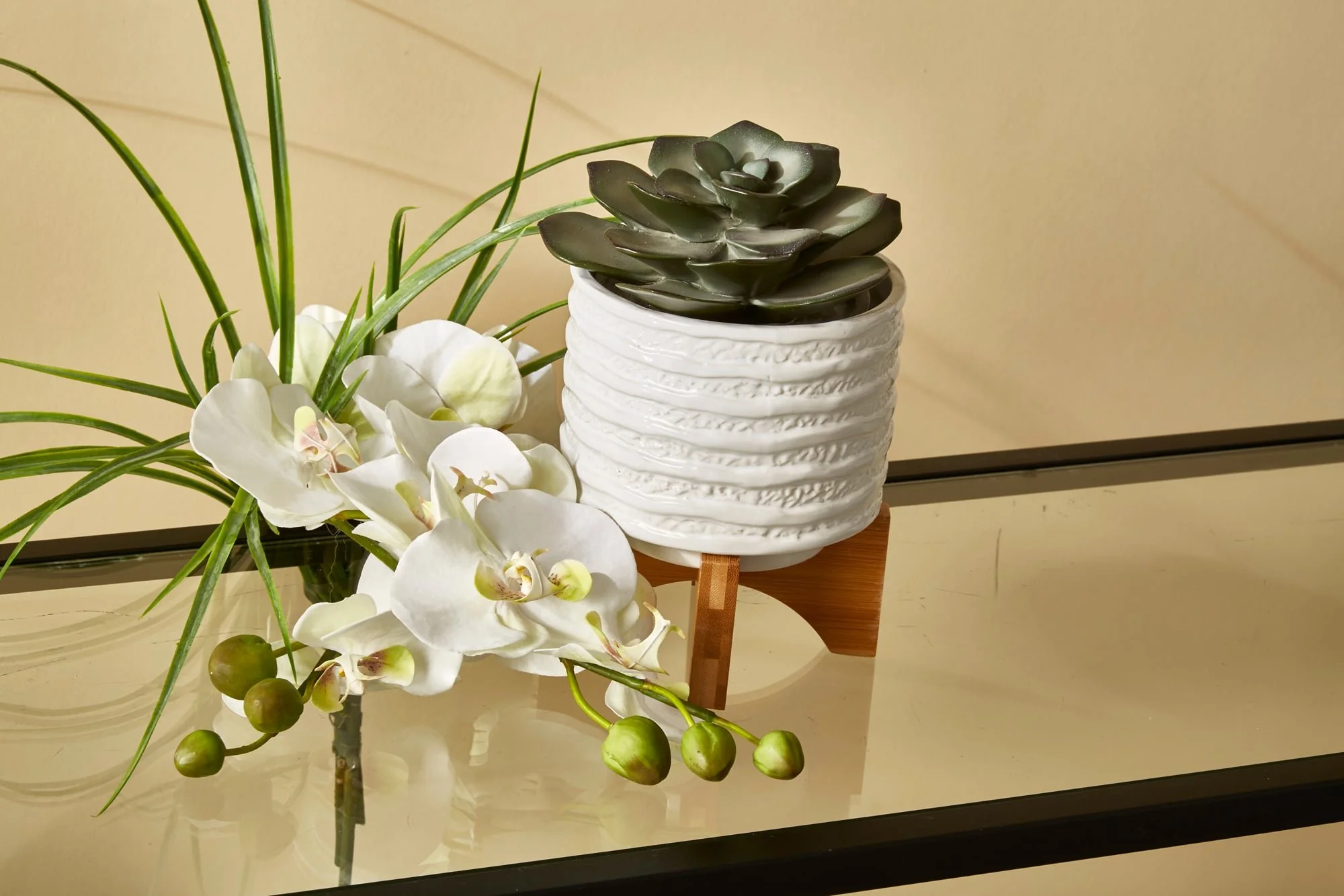 Ceramic 6" Planter On Stand, White Stripe - Image 10