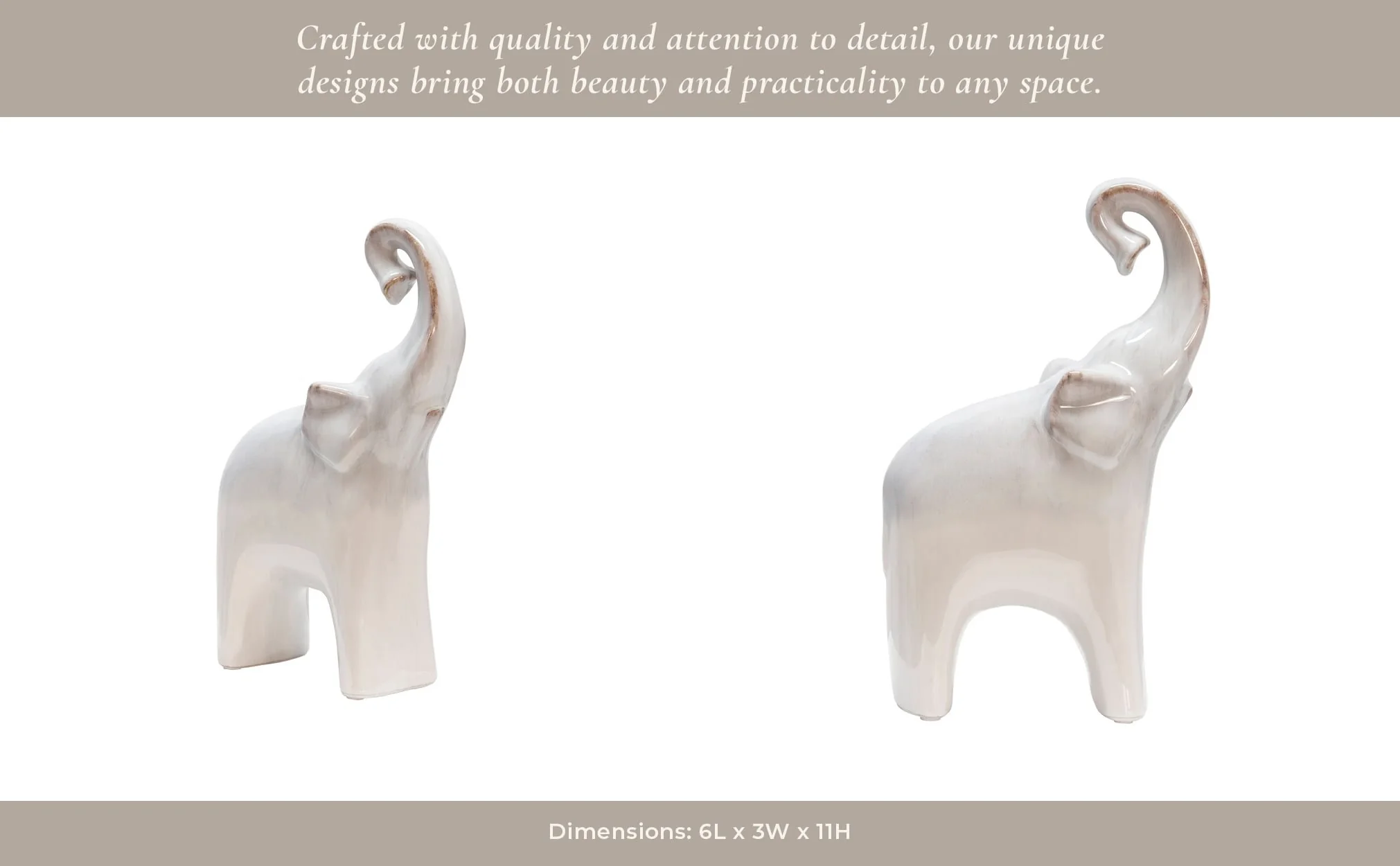 Ceramic 6x11"  Elephant, Cream - Image 12