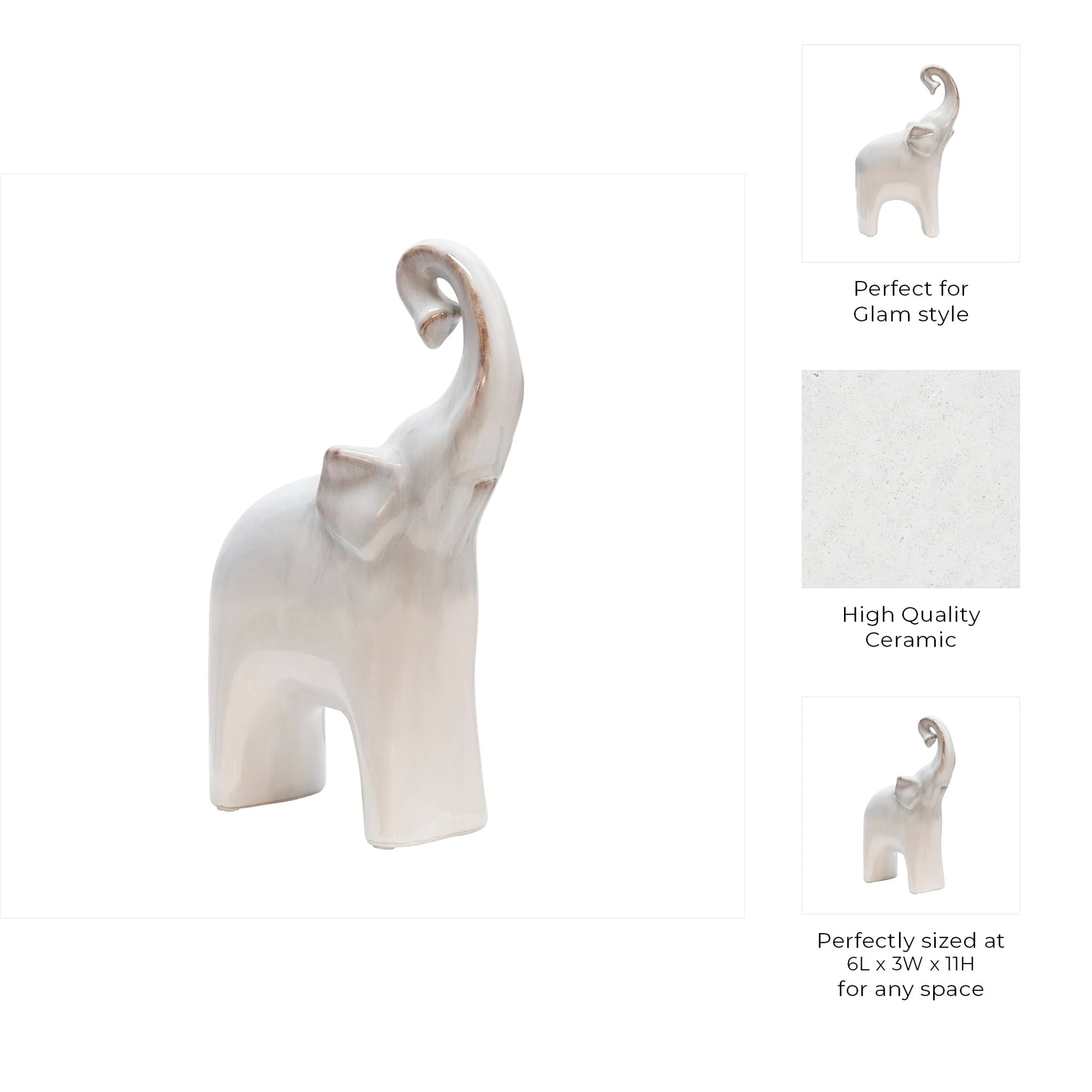 Ceramic 6x11"  Elephant, Cream - Image 7
