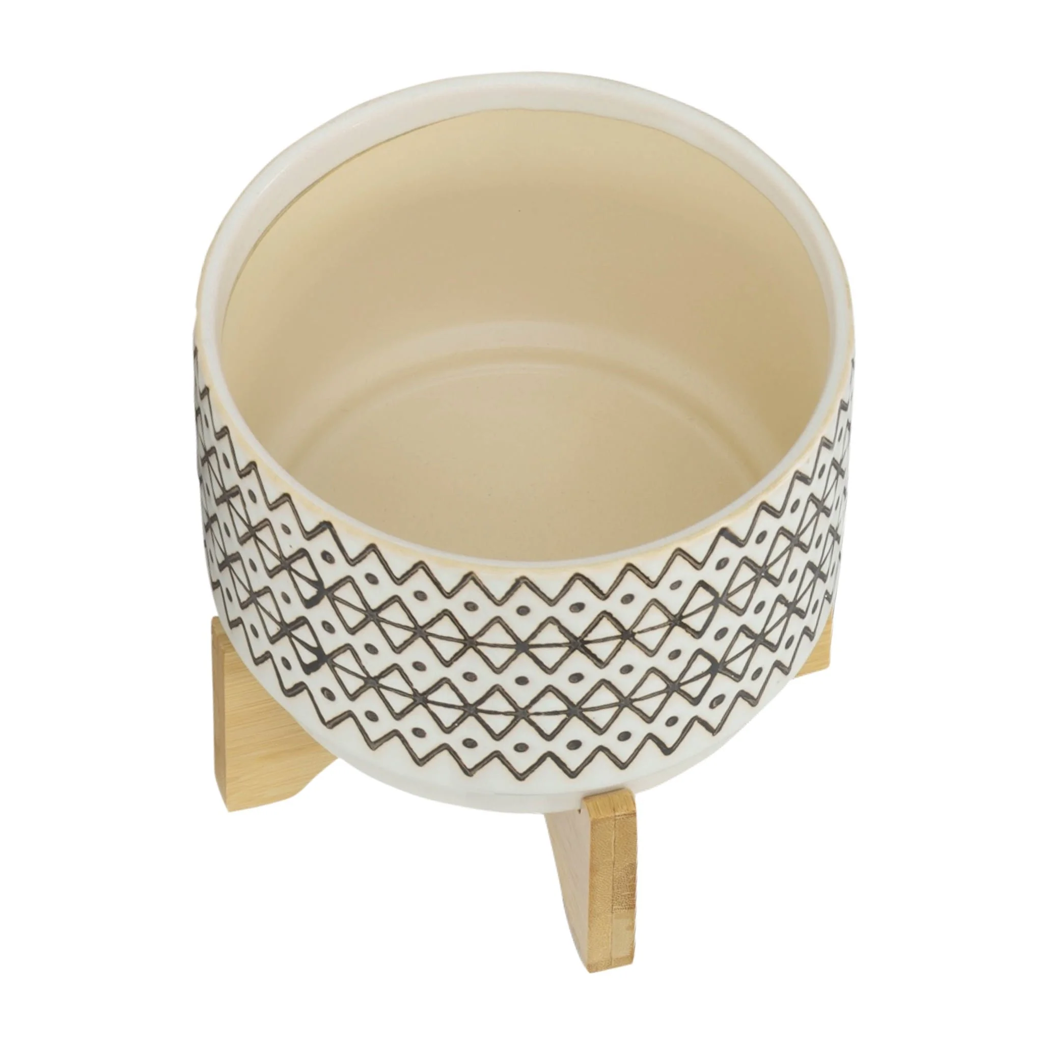 Ceramic 7" Abstract Planter On Stand, Ivory - Image 5