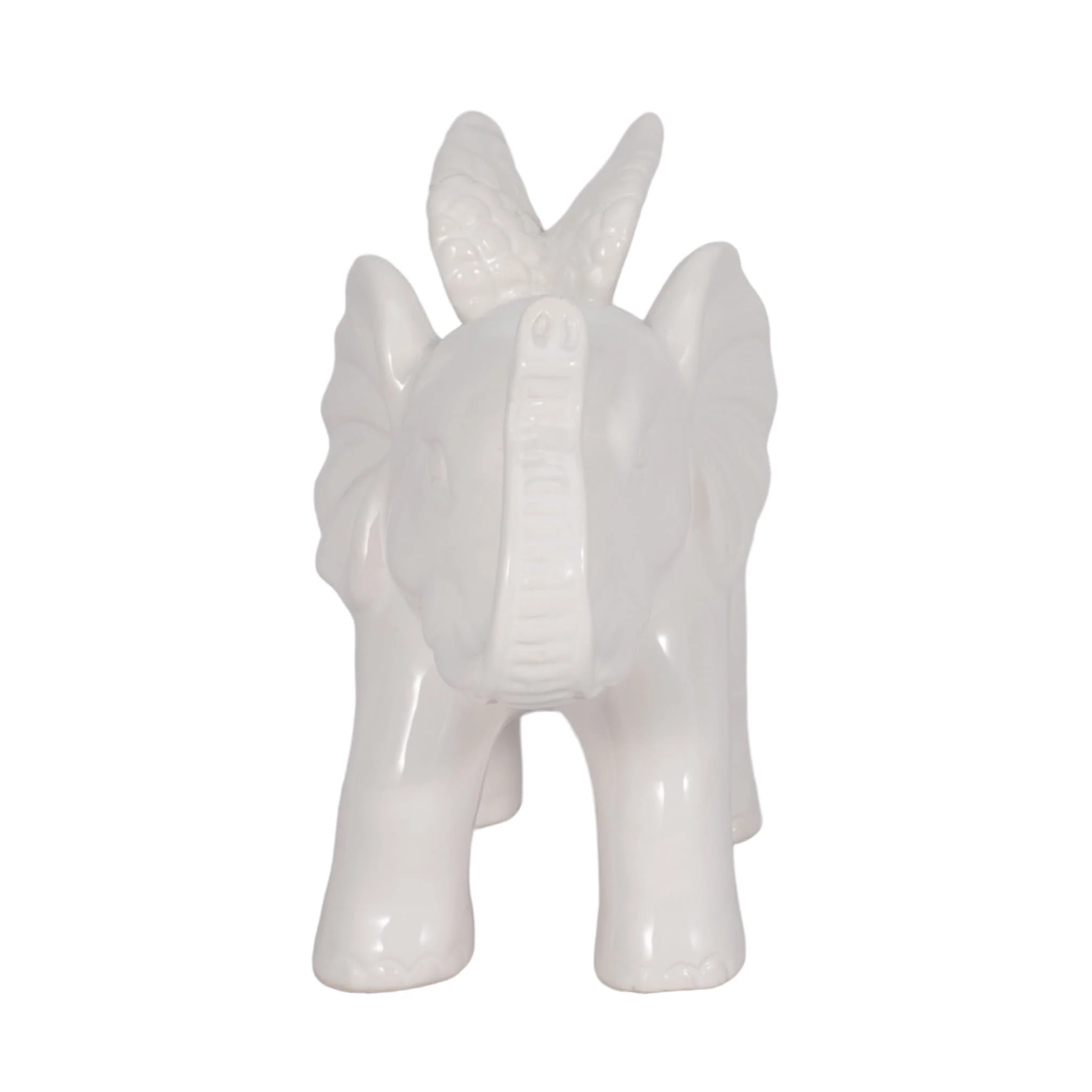 Ceramic 7" Elephant Angel Figurine, White - Image 3