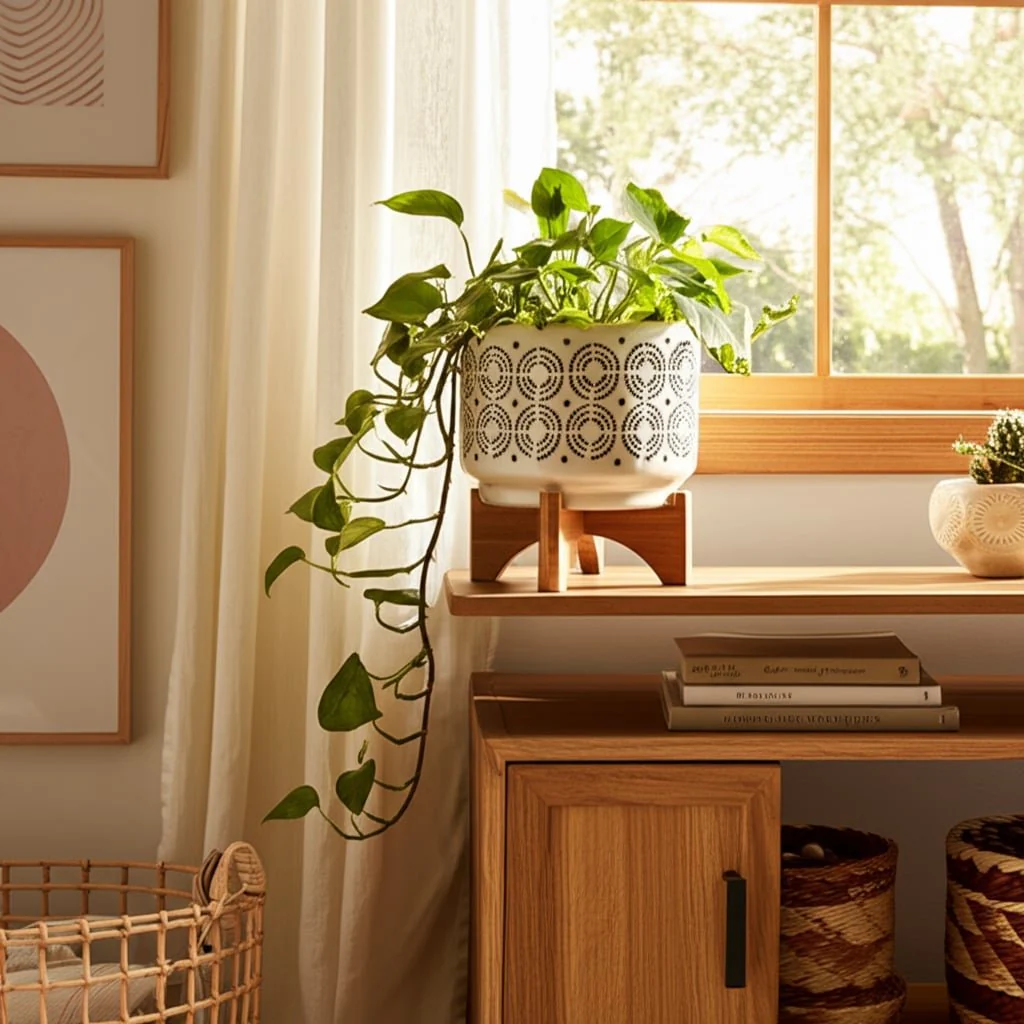 Ceramic 7" Swirl Planter On Stand, Ivory - Image 11