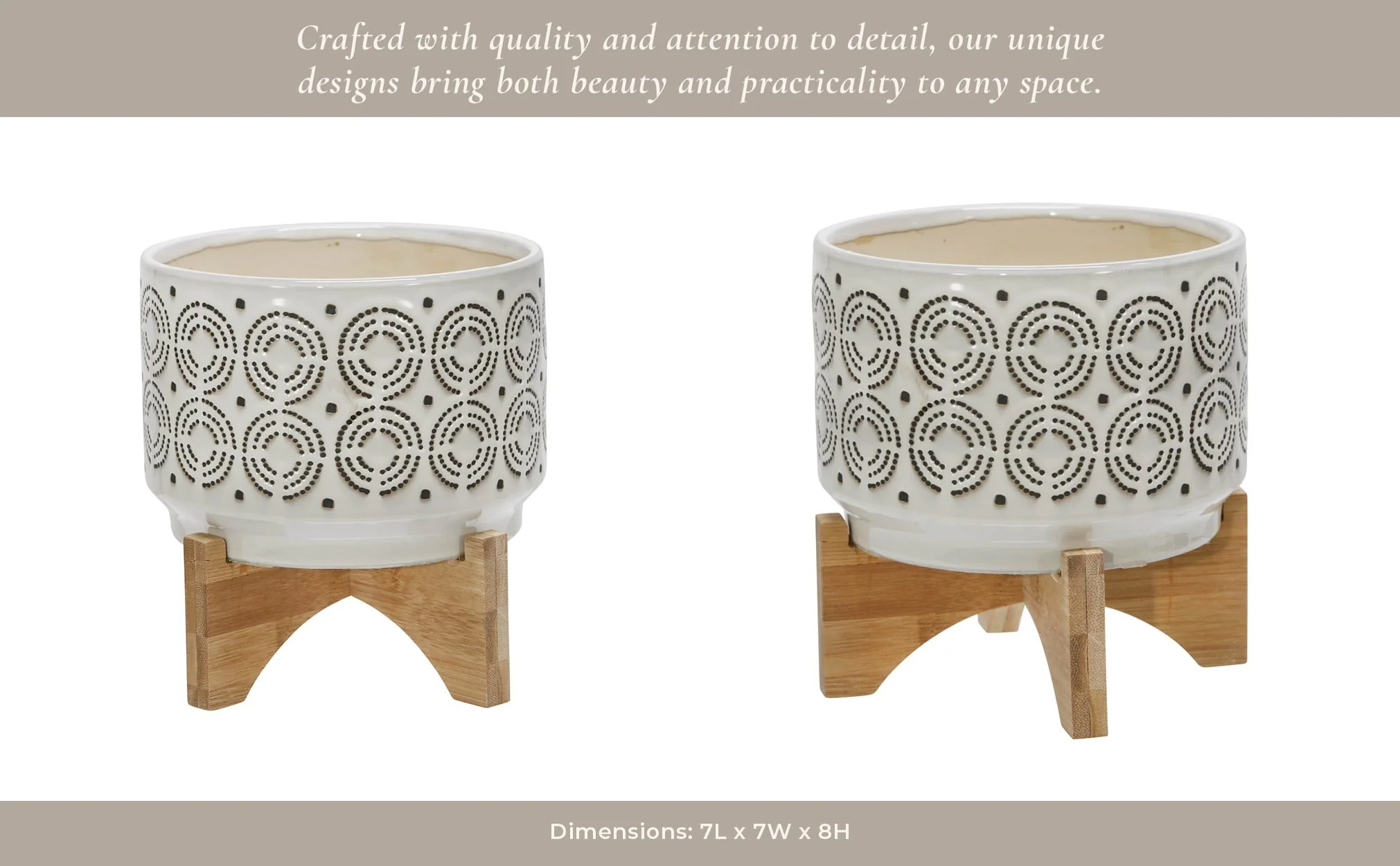 Ceramic 7" Swirl Planter On Stand, Ivory - Image 12