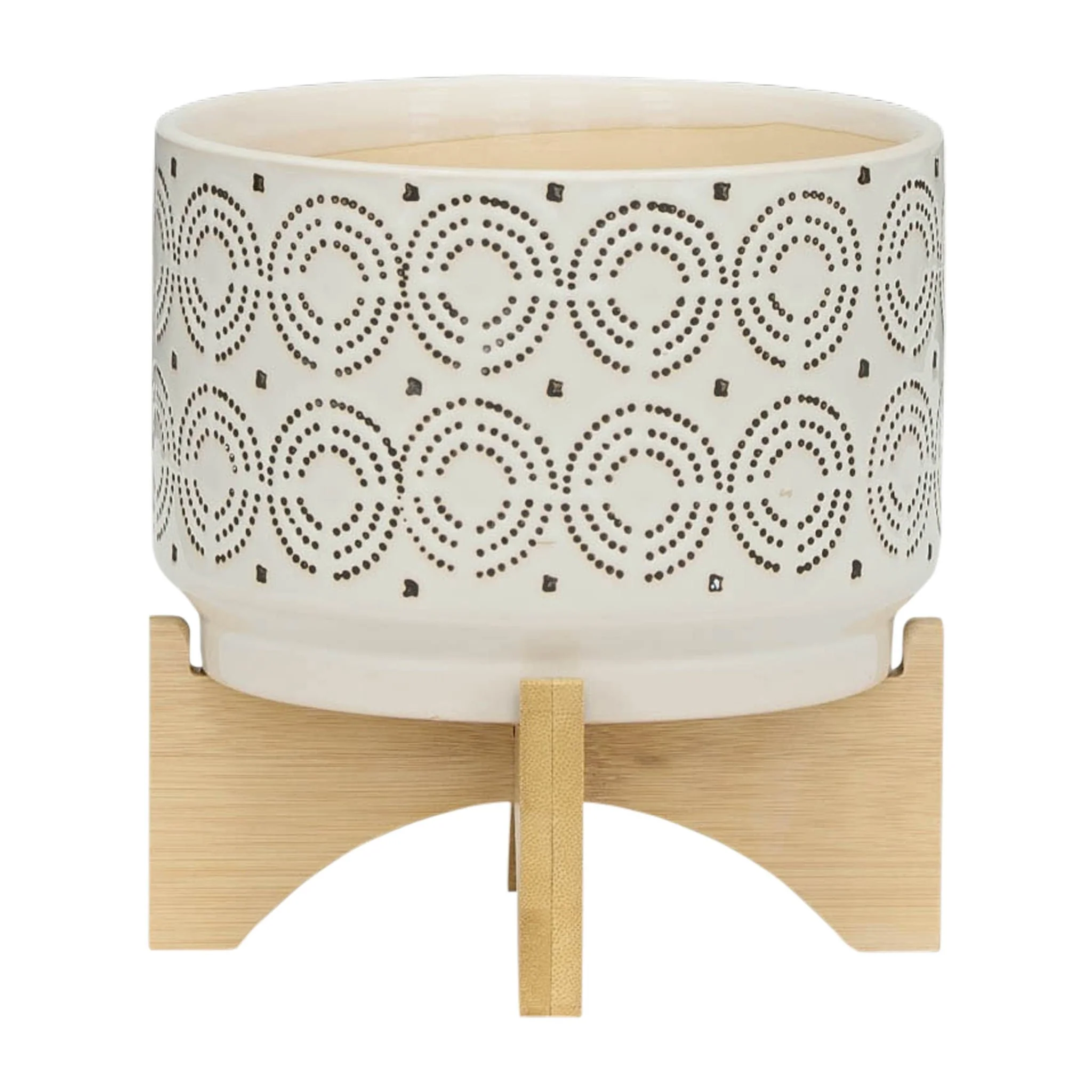Ceramic 7" Swirl Planter On Stand, Ivory - Image 3