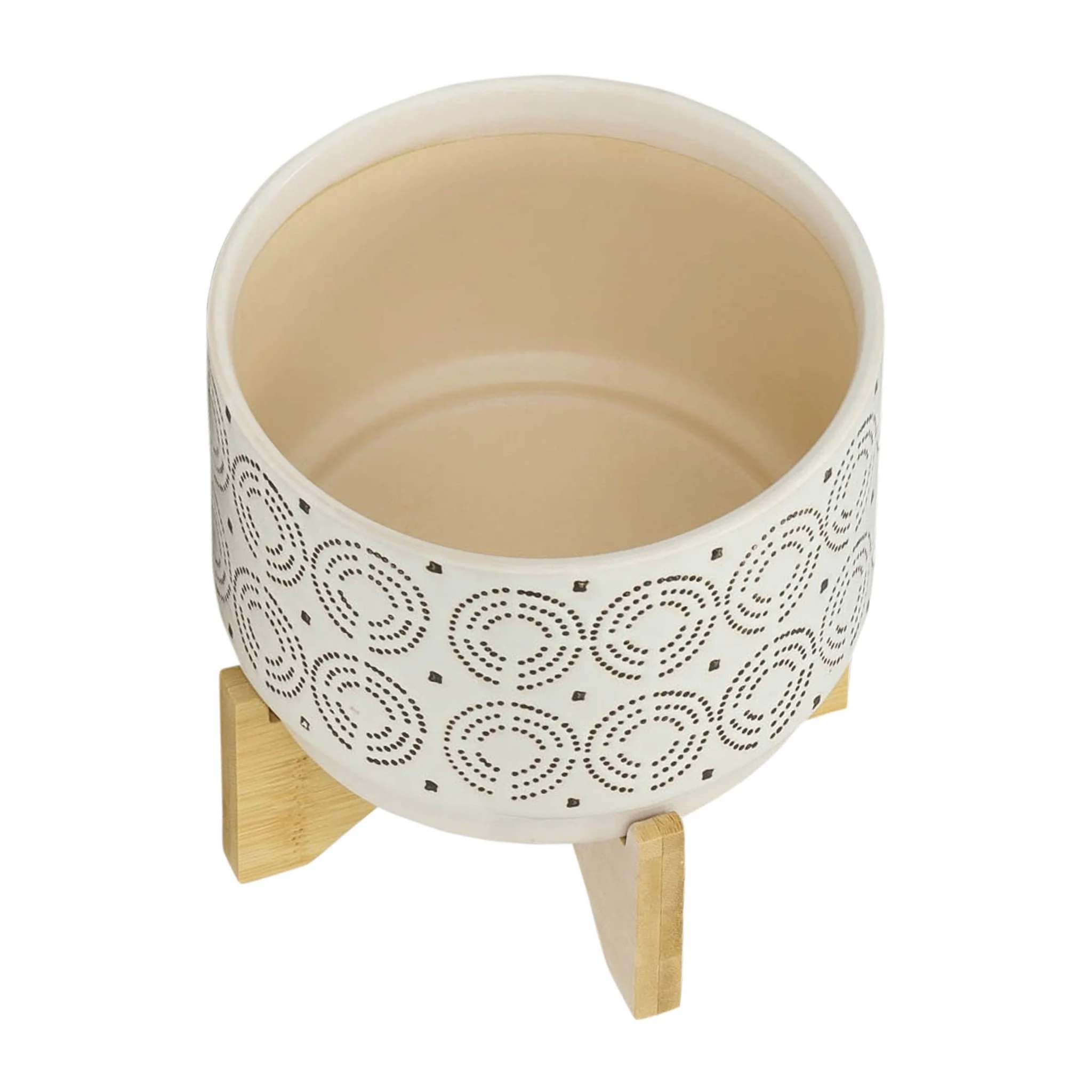 Ceramic 7" Swirl Planter On Stand, Ivory - Image 5