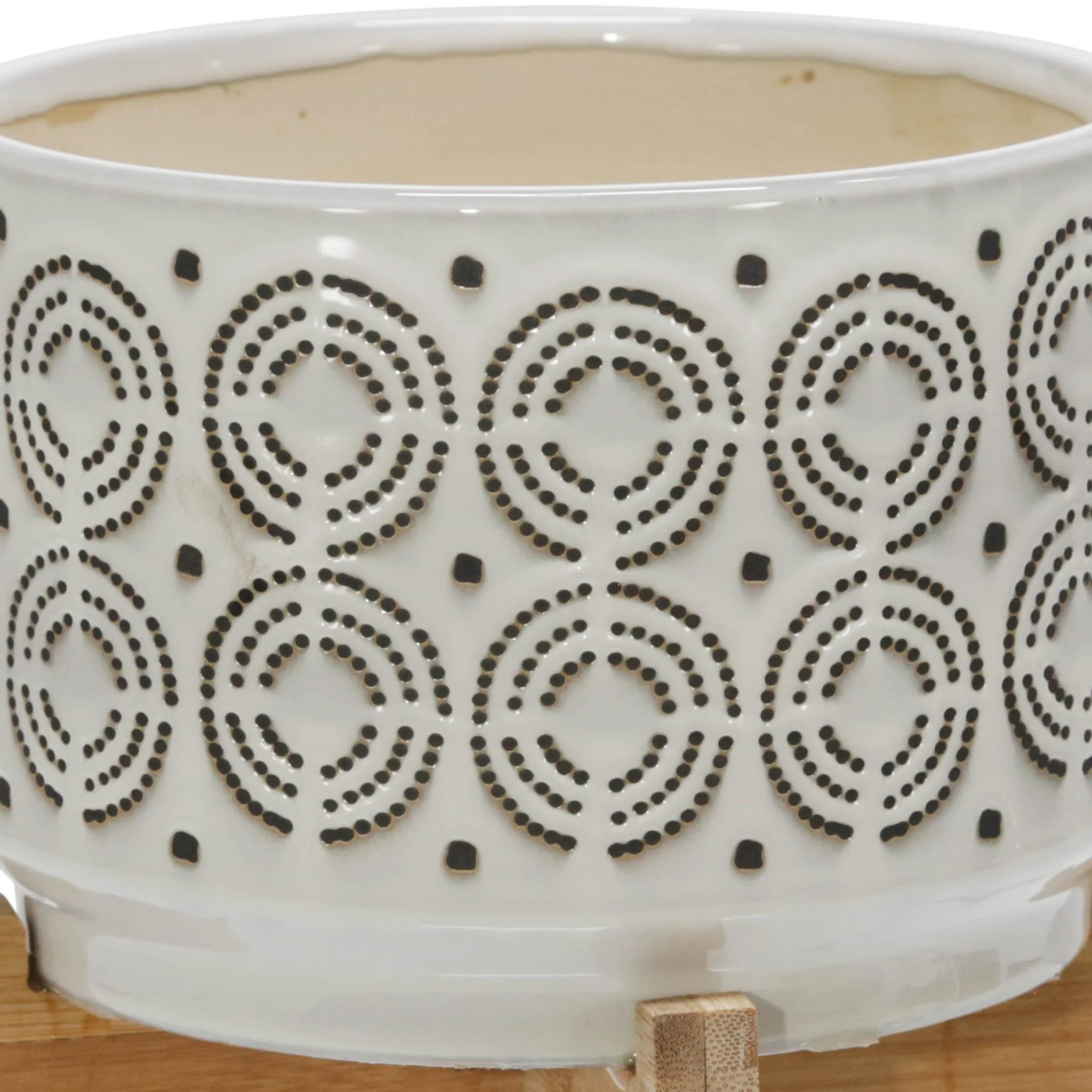 Ceramic 7" Swirl Planter On Stand, Ivory - Image 7