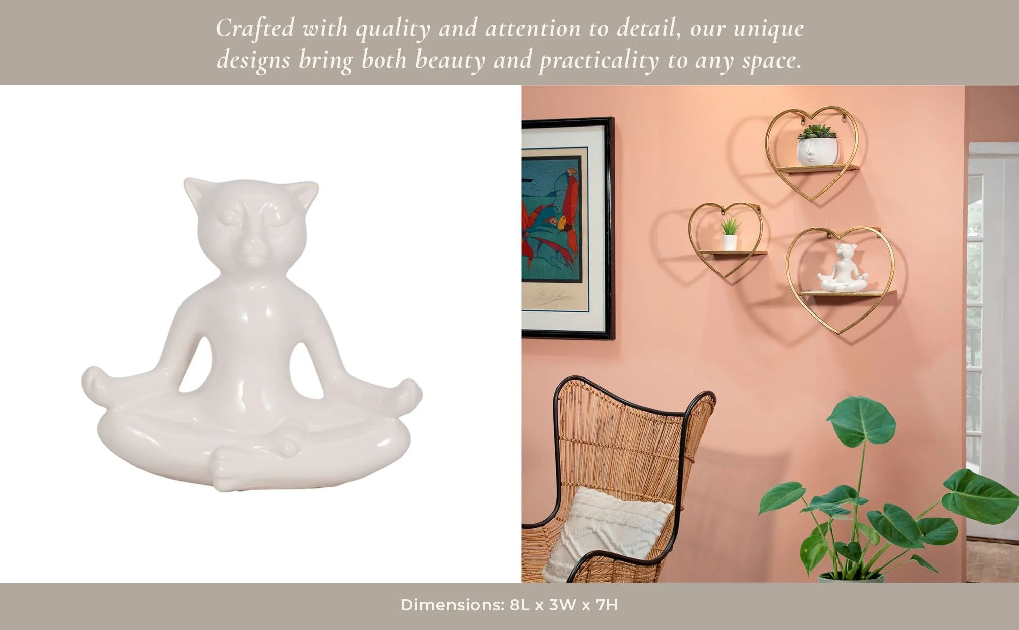 Ceramic 7" Yoga Cat, White - Image 5