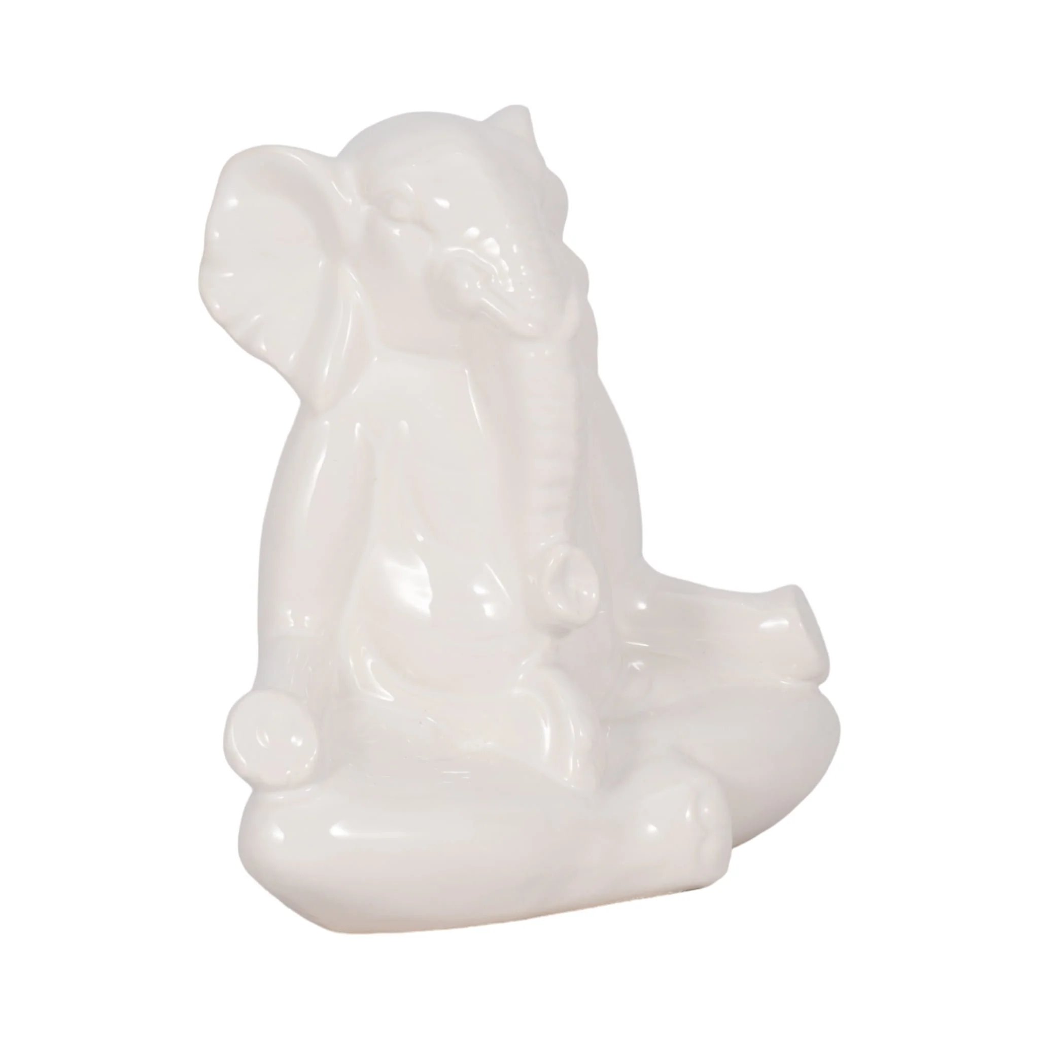 Ceramic 7" Yoga Elephant, White - Image 2