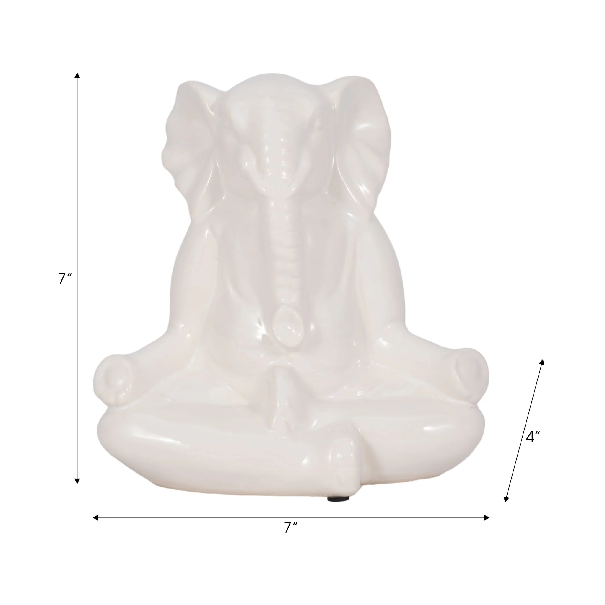 Ceramic 7" Yoga Elephant, White - Image 8