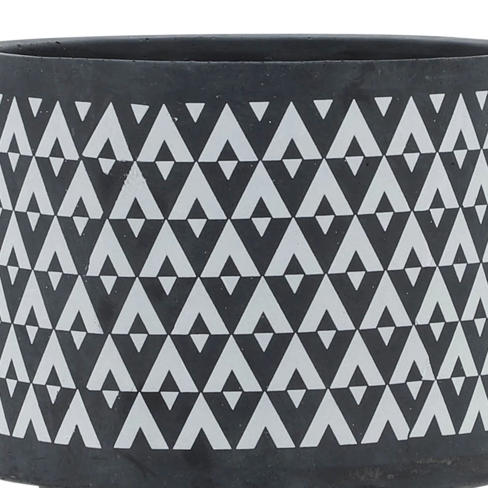 Ceramic 8" Aztec Planter On Wooden Stand, Gray - Image 6