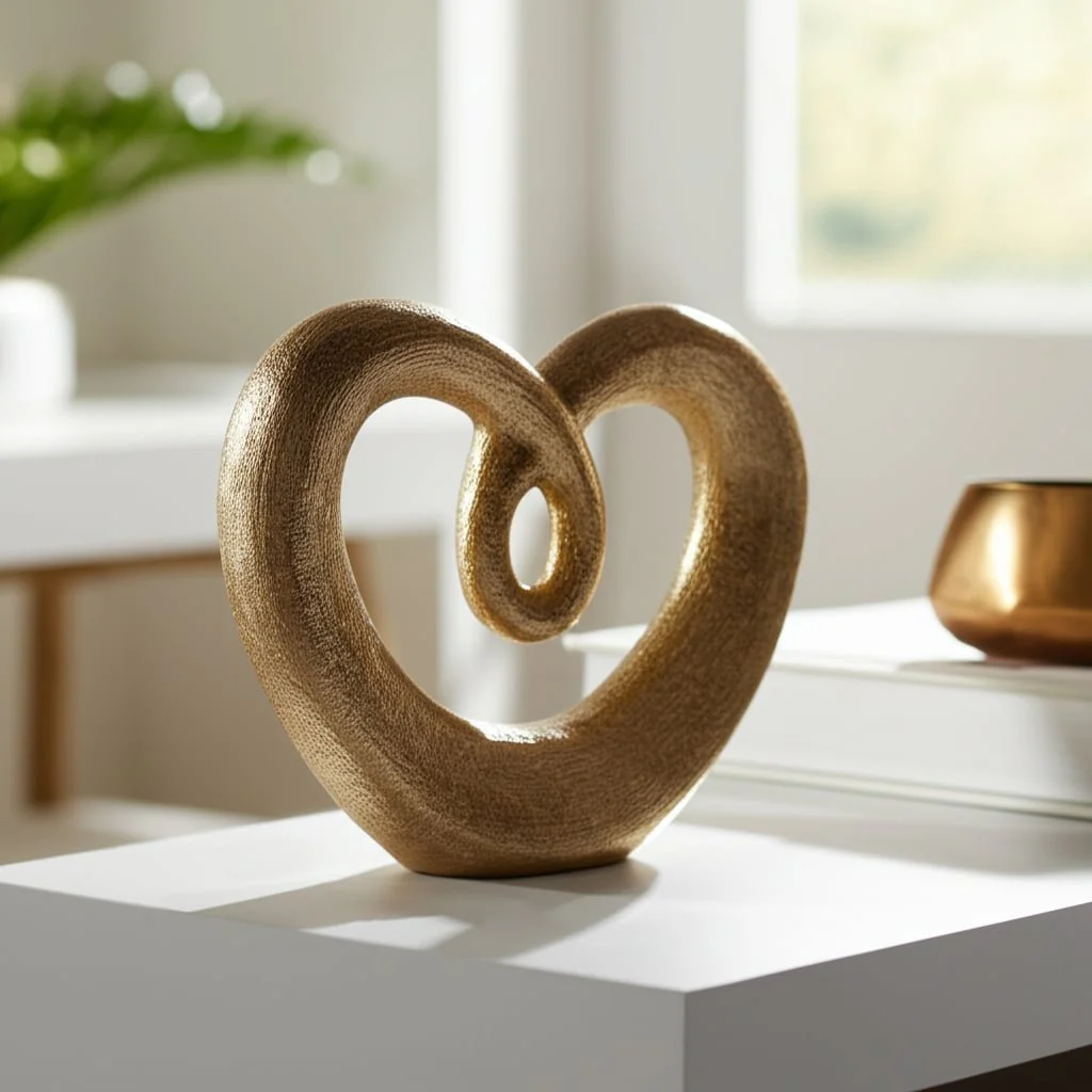 Ceramic 8" Beaded Heart Accent, Champange - Image 12