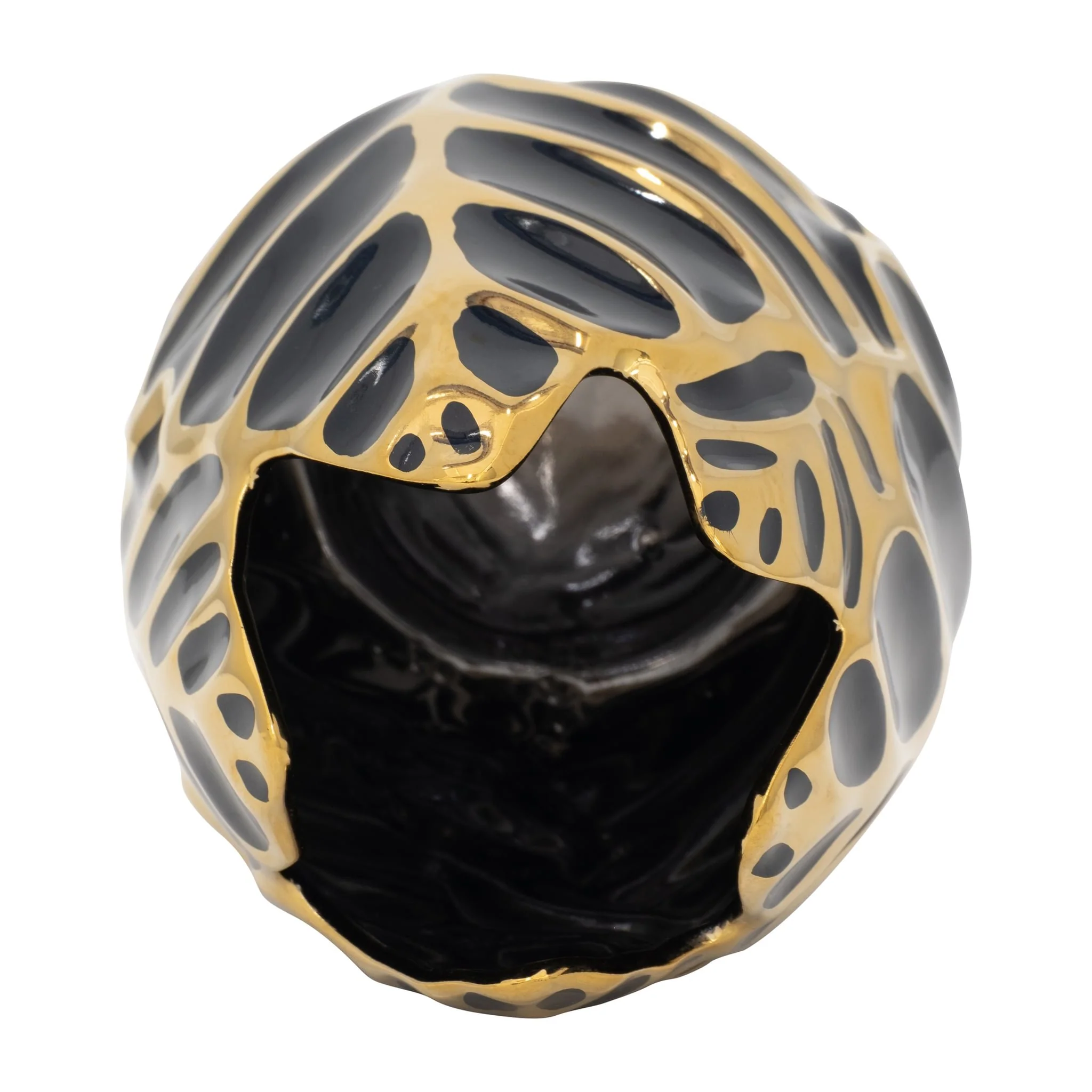 Ceramic 8" Leaf Vase, Drk Navy/gold - Image 5