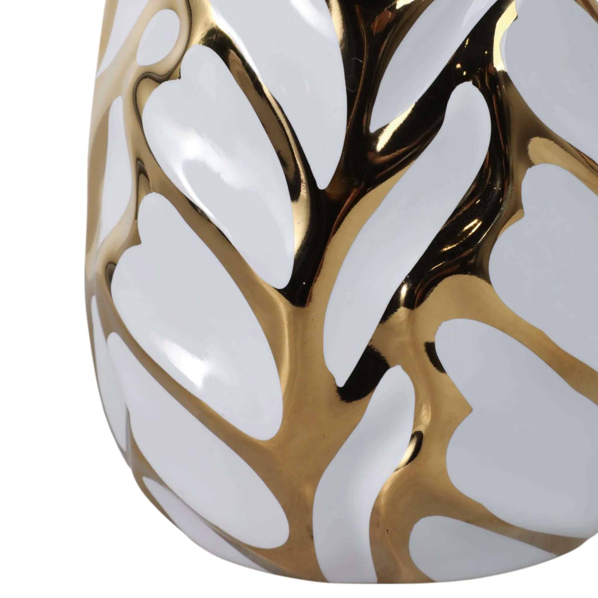 Ceramic 8" Leaf Vase, White/gold - Image 5