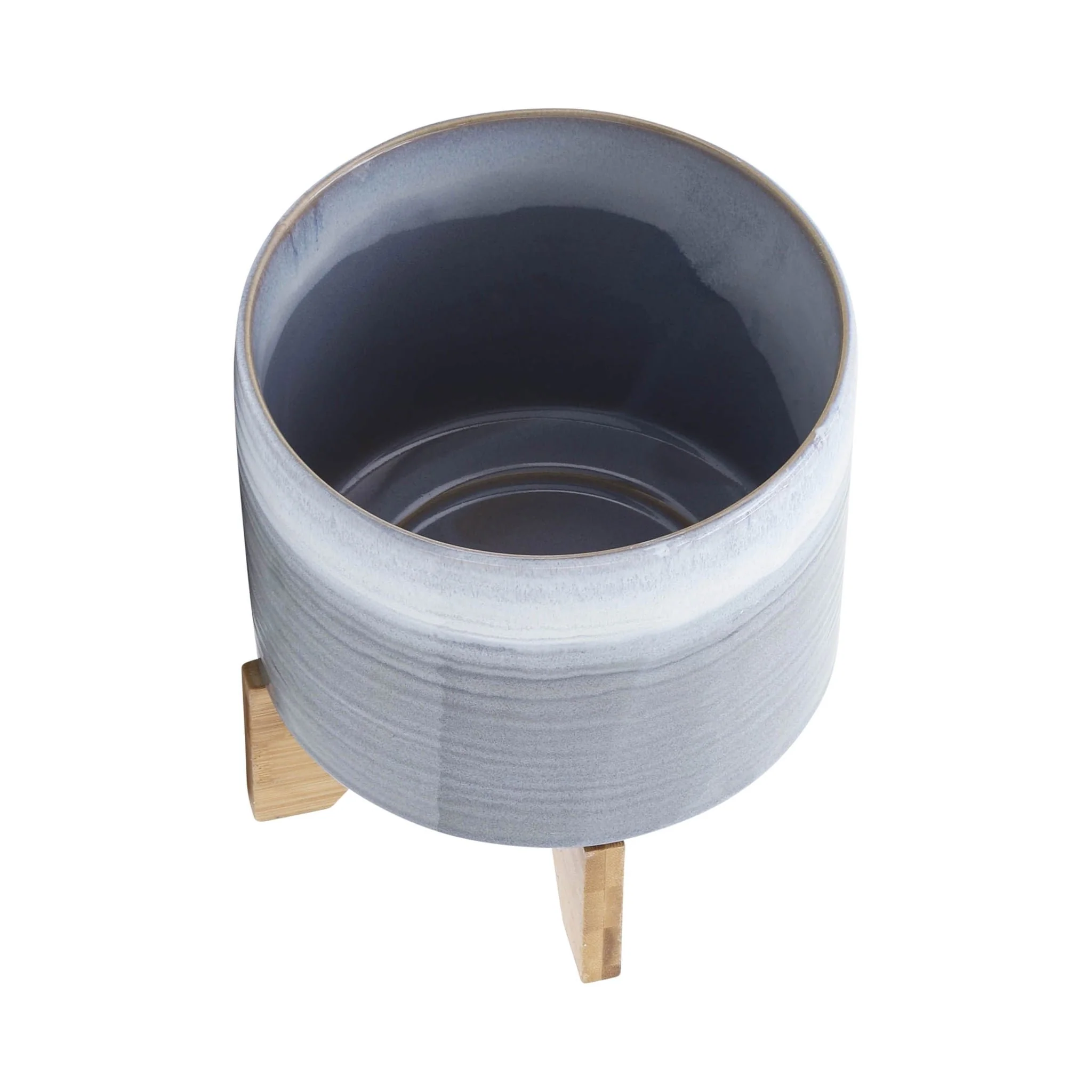 Ceramic 8" Planter On Stand, Blue Fade - Image 4