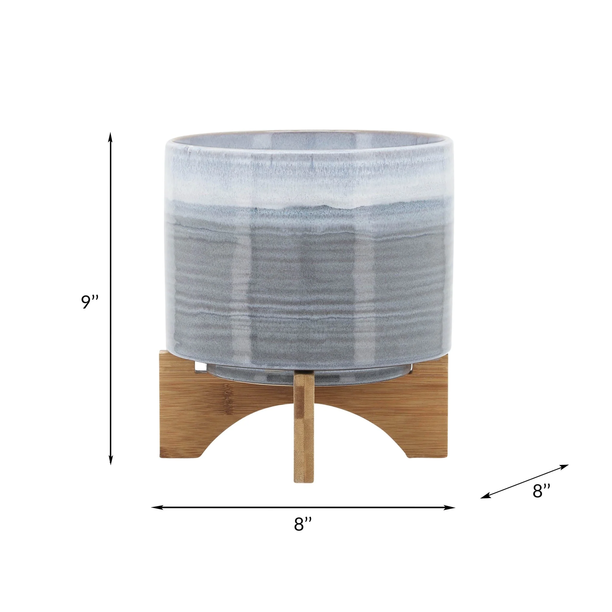 Ceramic 8" Planter On Stand, Blue Fade - Image 8