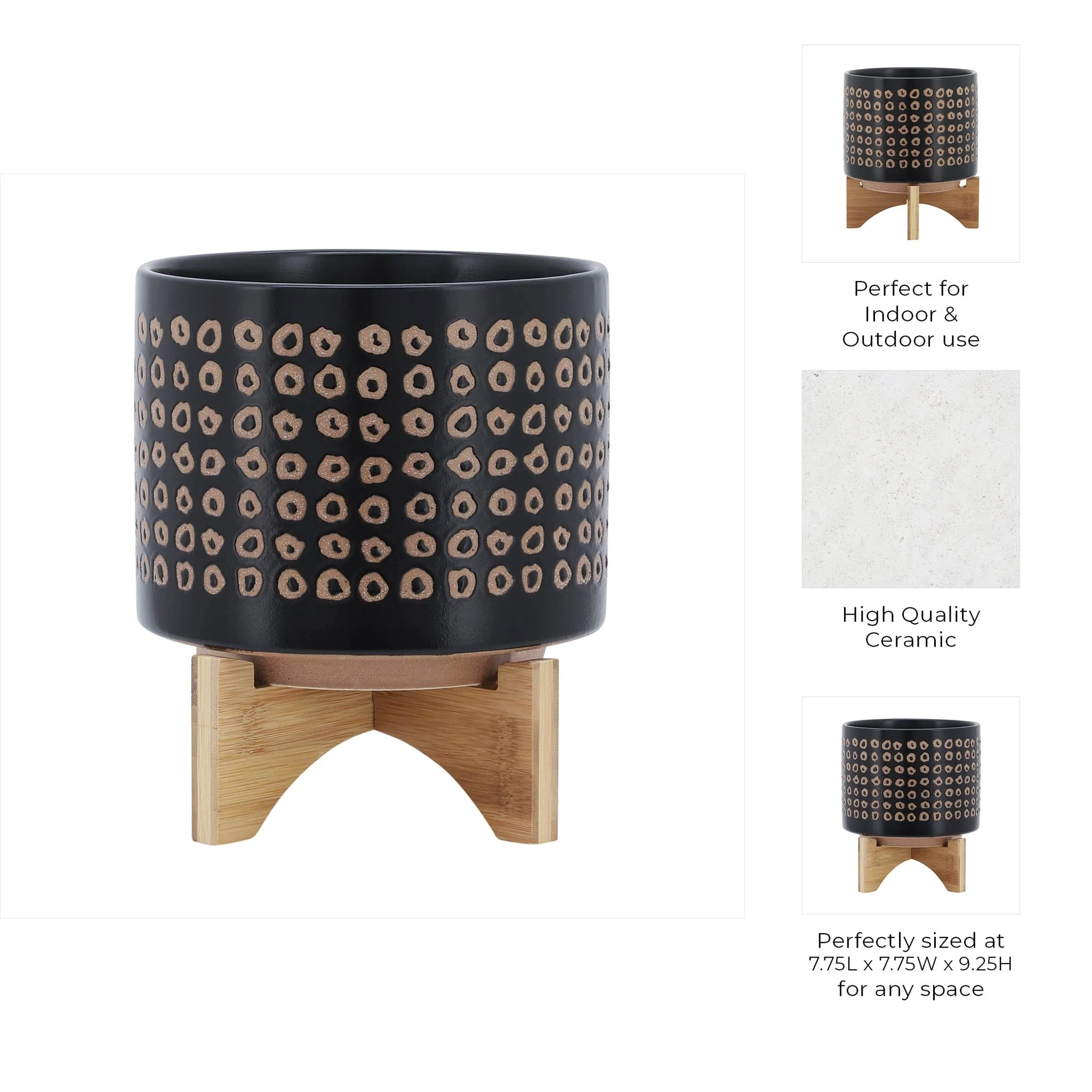 Ceramic 8" Planter On Stand, Brown - Image 10