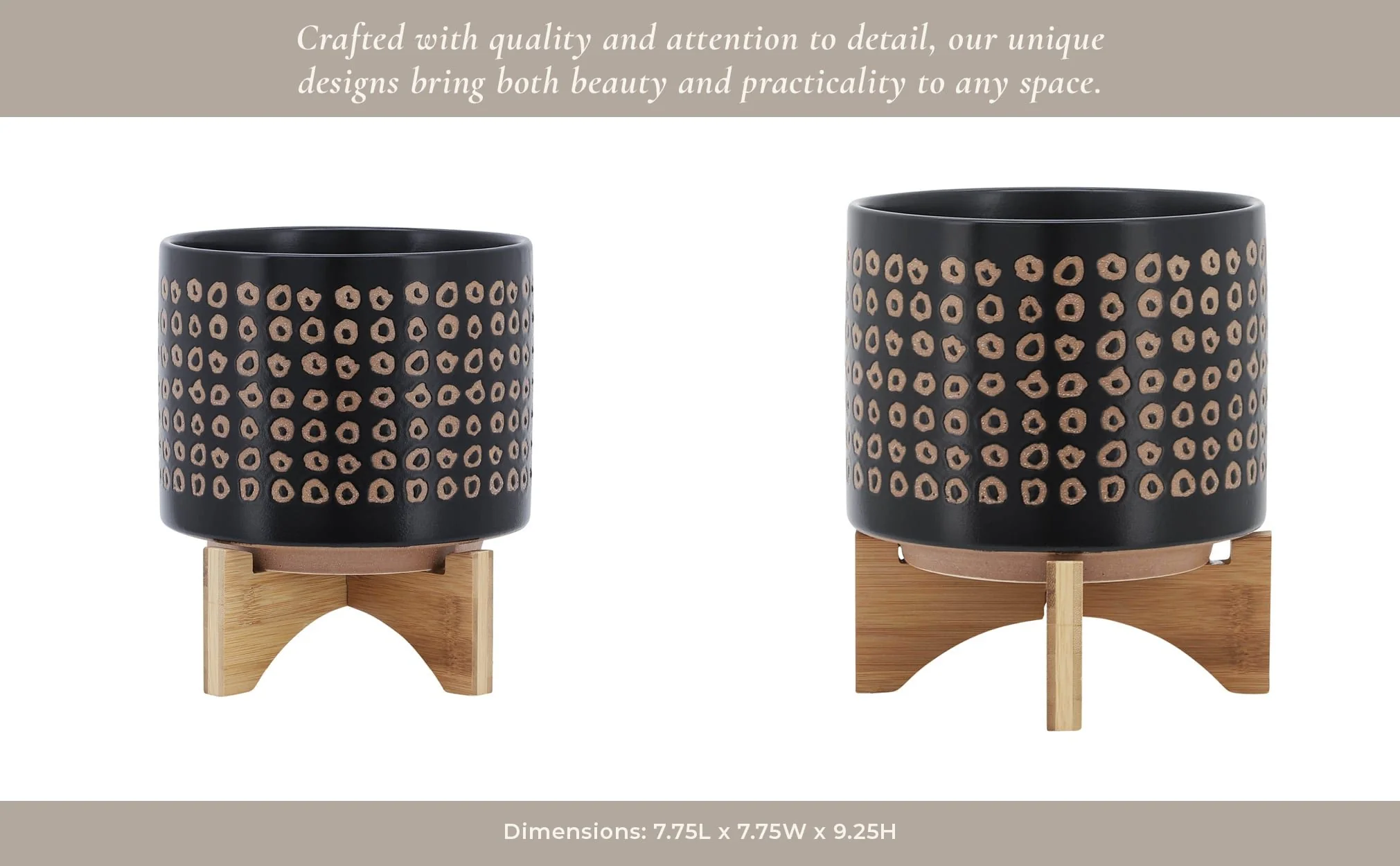 Ceramic 8" Planter On Stand, Brown - Image 13