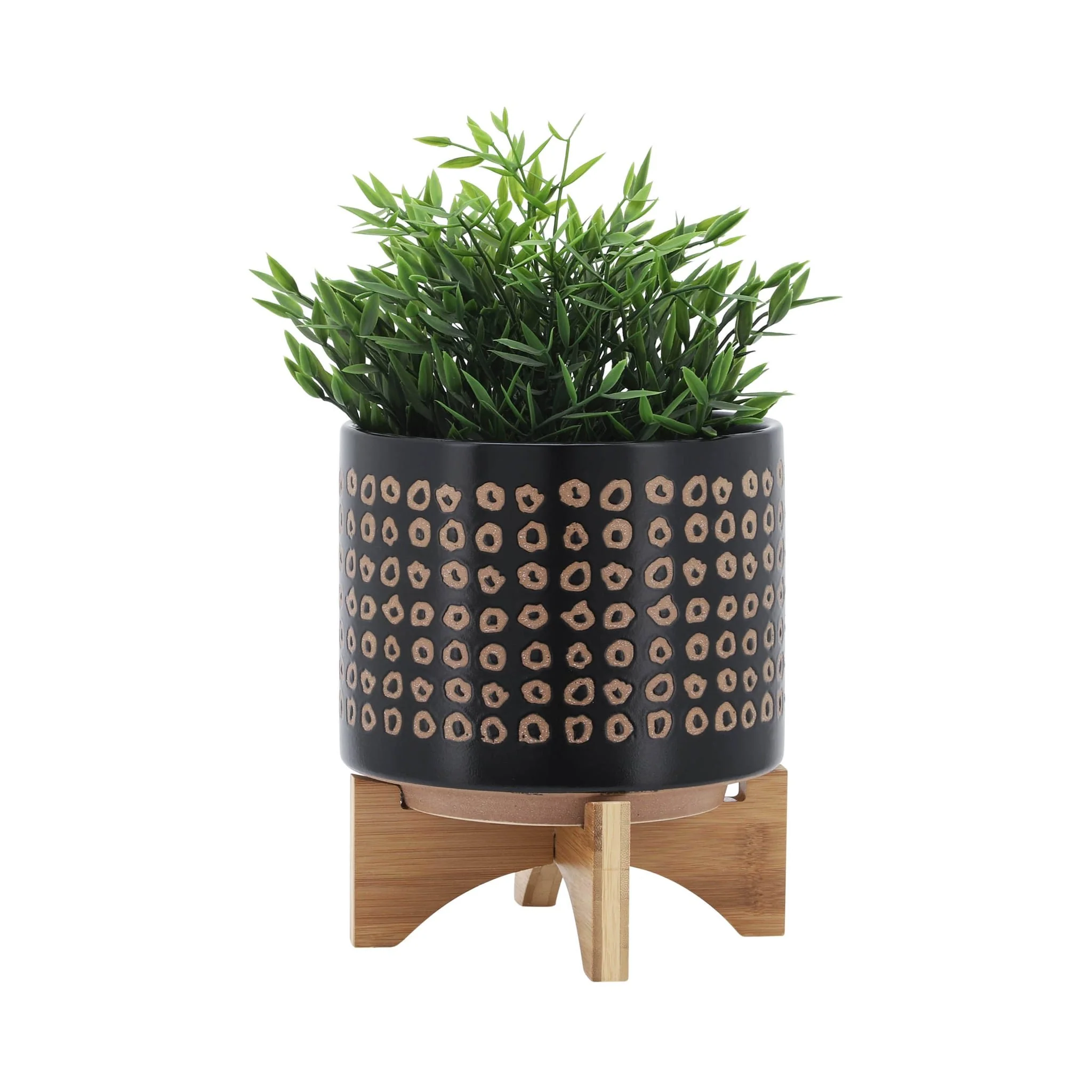 Ceramic 8" Planter On Stand, Brown - Image 3
