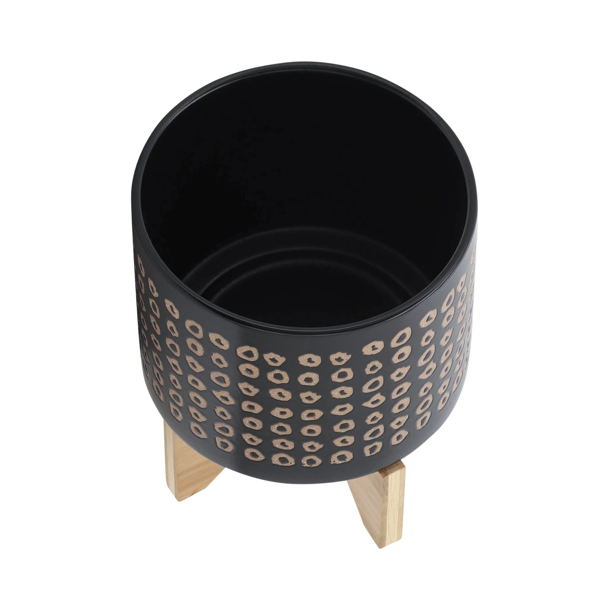 Ceramic 8" Planter On Stand, Brown - Image 4