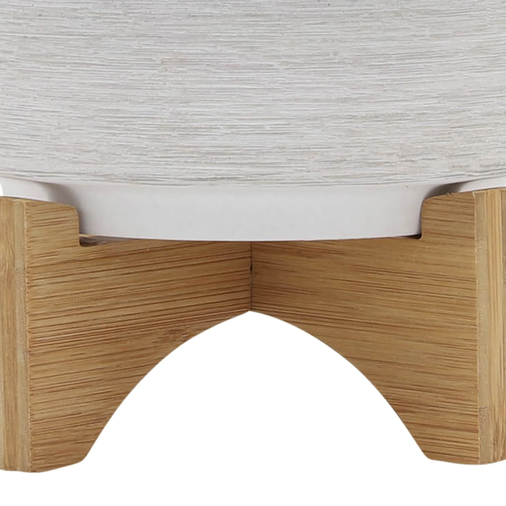 Ceramic 8" Planter On Wooden Stand, Gray - Image 7