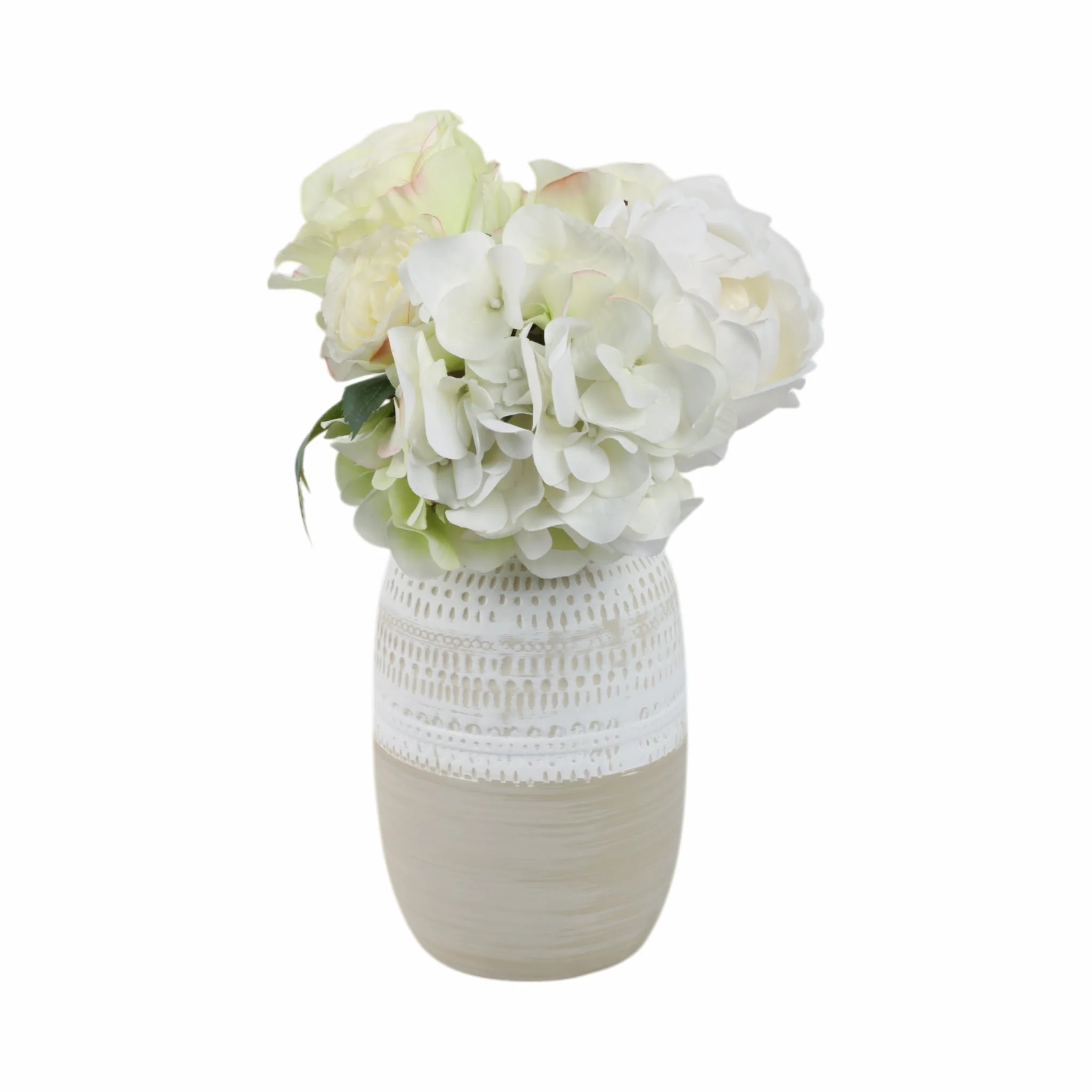 Ceramic 8" Tribal Vase, Beige - Image 2