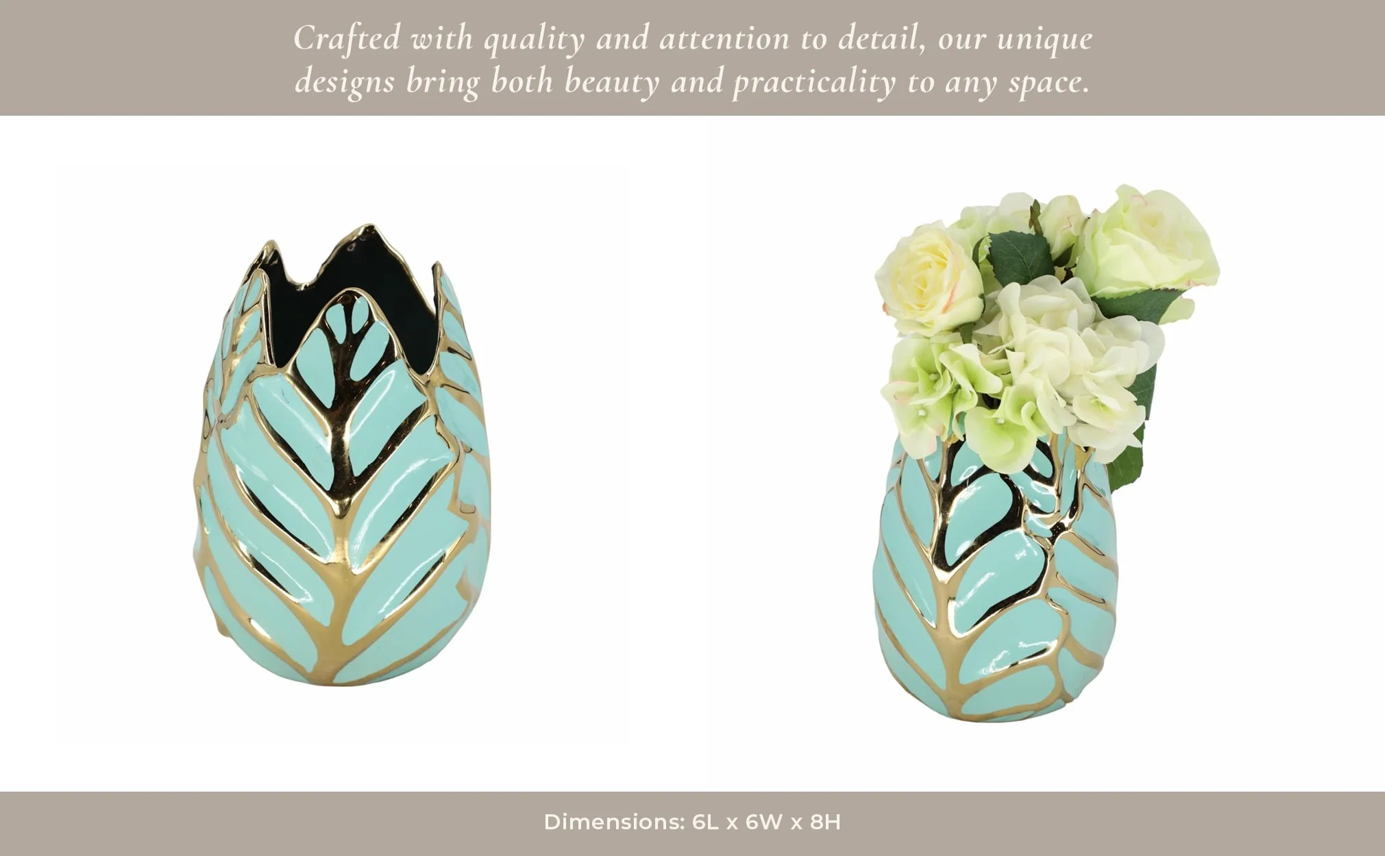 Ceramic 8"h Leaf Vase, Green - Image 13