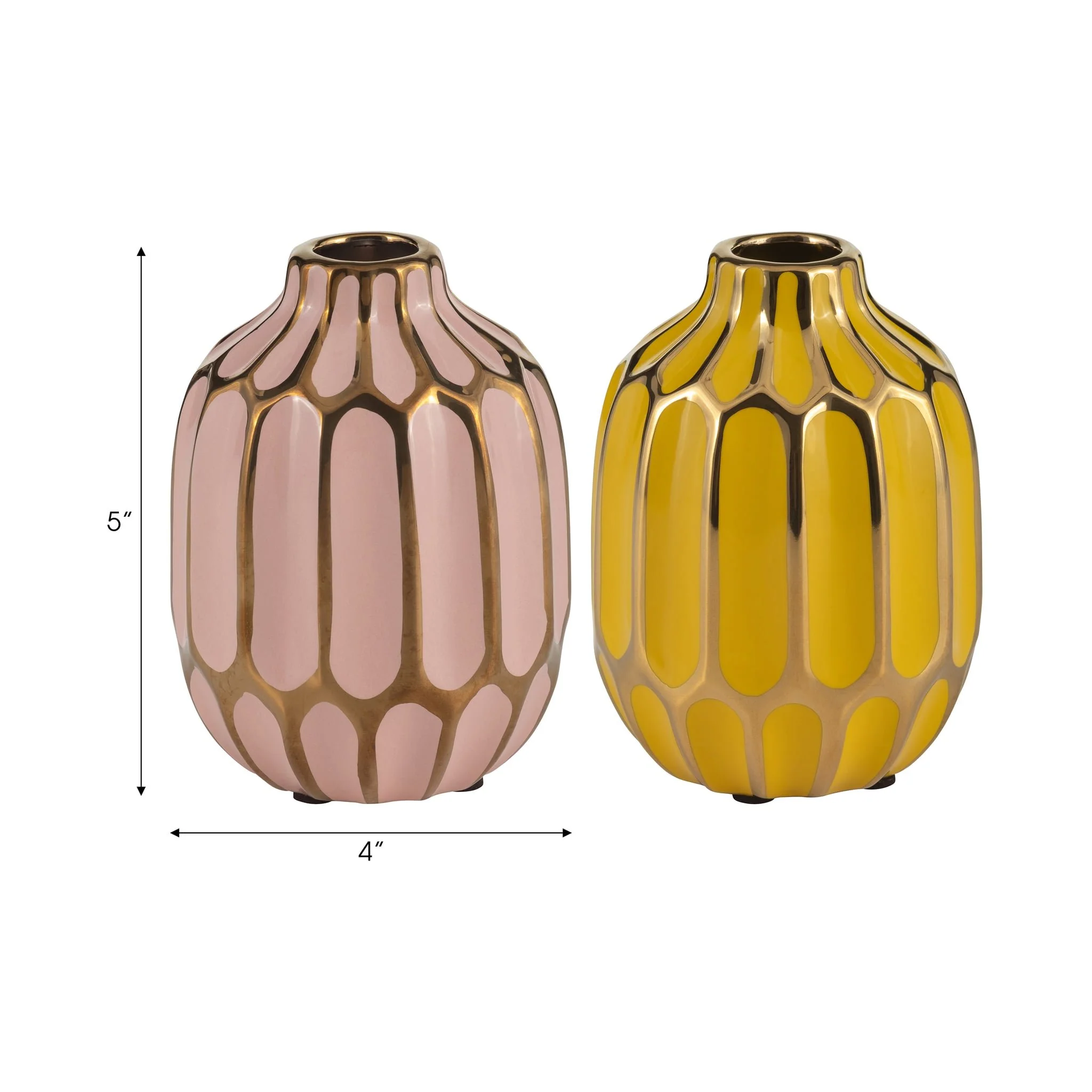 Ceramic Vase, 5"h, S/2, Blush/yellow - Image 9