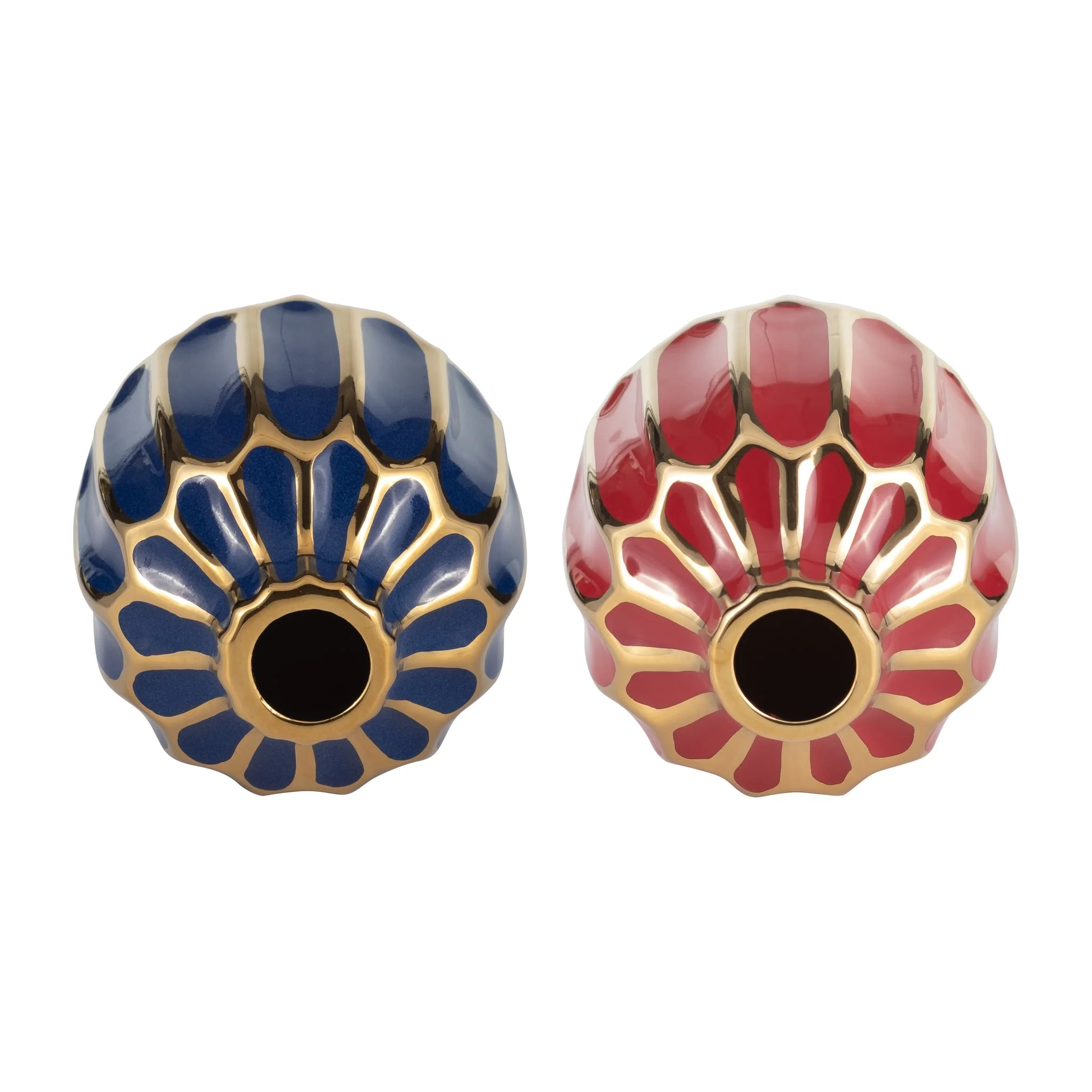 Ceramic Vase, 5"h, S/2, Navy/red - Image 5