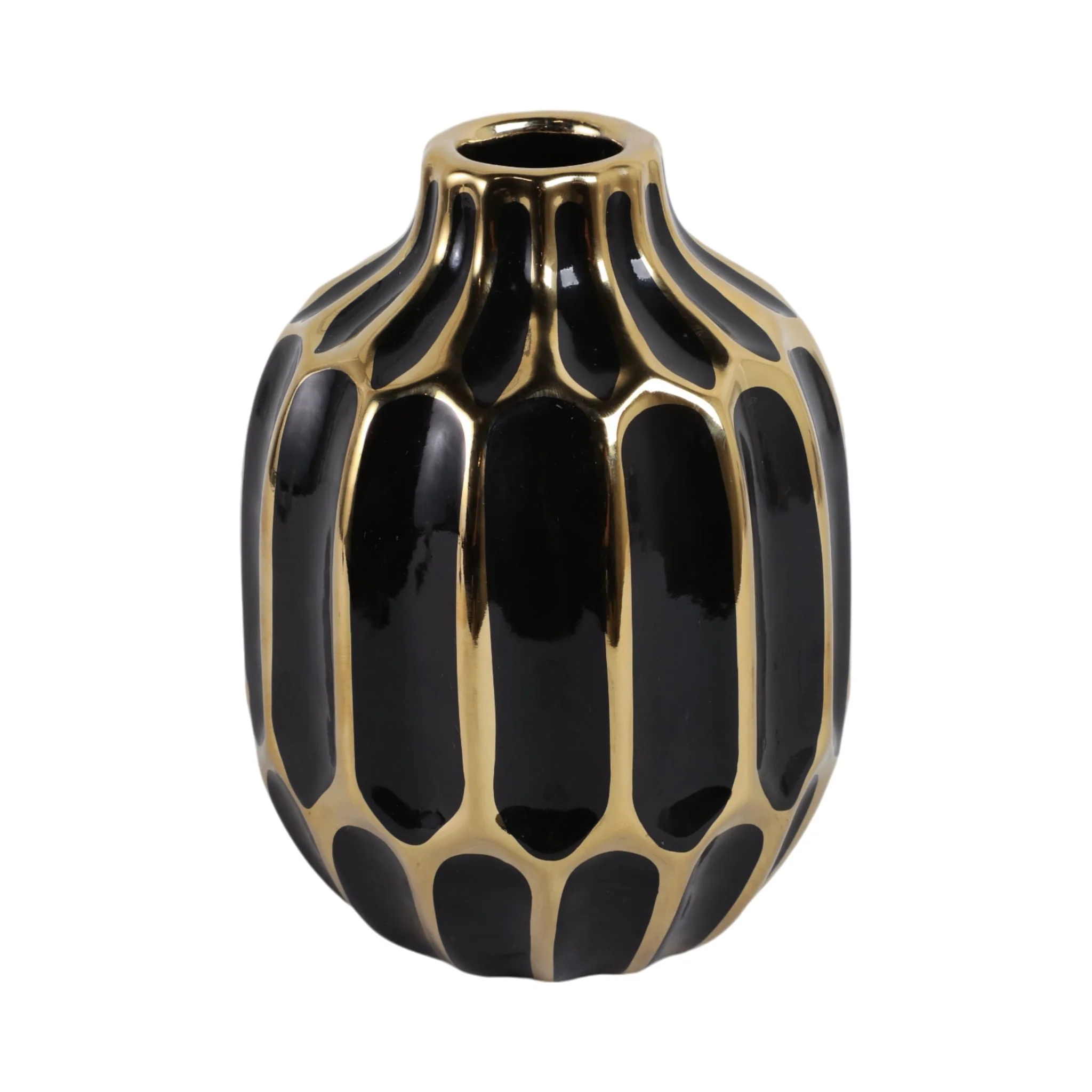 Ceramic Vase 8", Black/gold - Image 4