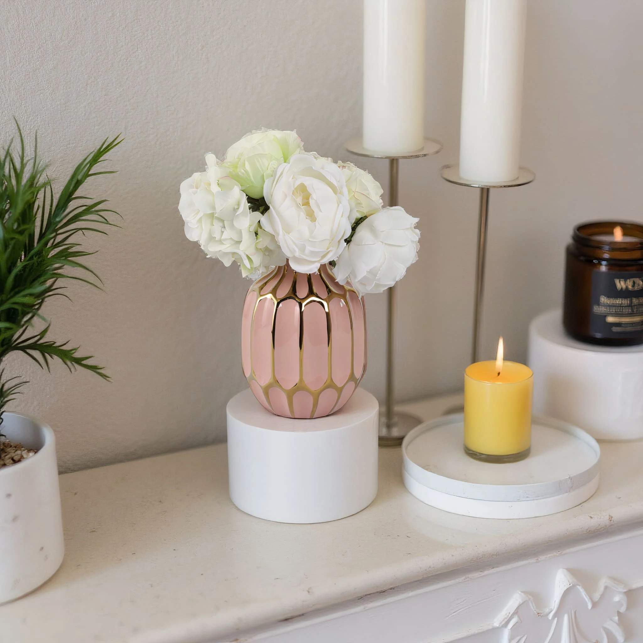 Ceramic Vase 8", Blush/gold - Image 12