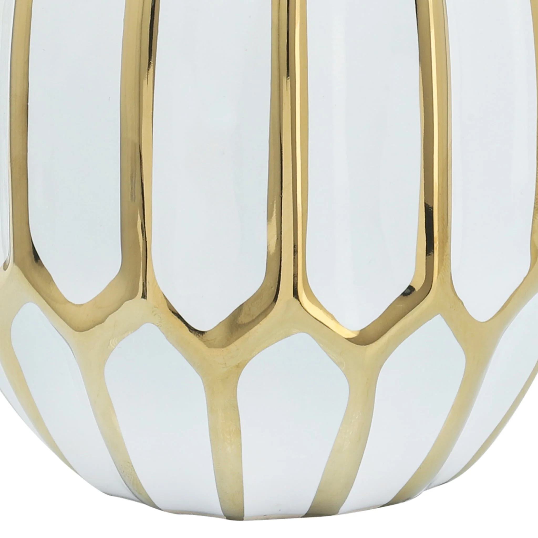 Ceramic Vase 8", White/gold - Image 7