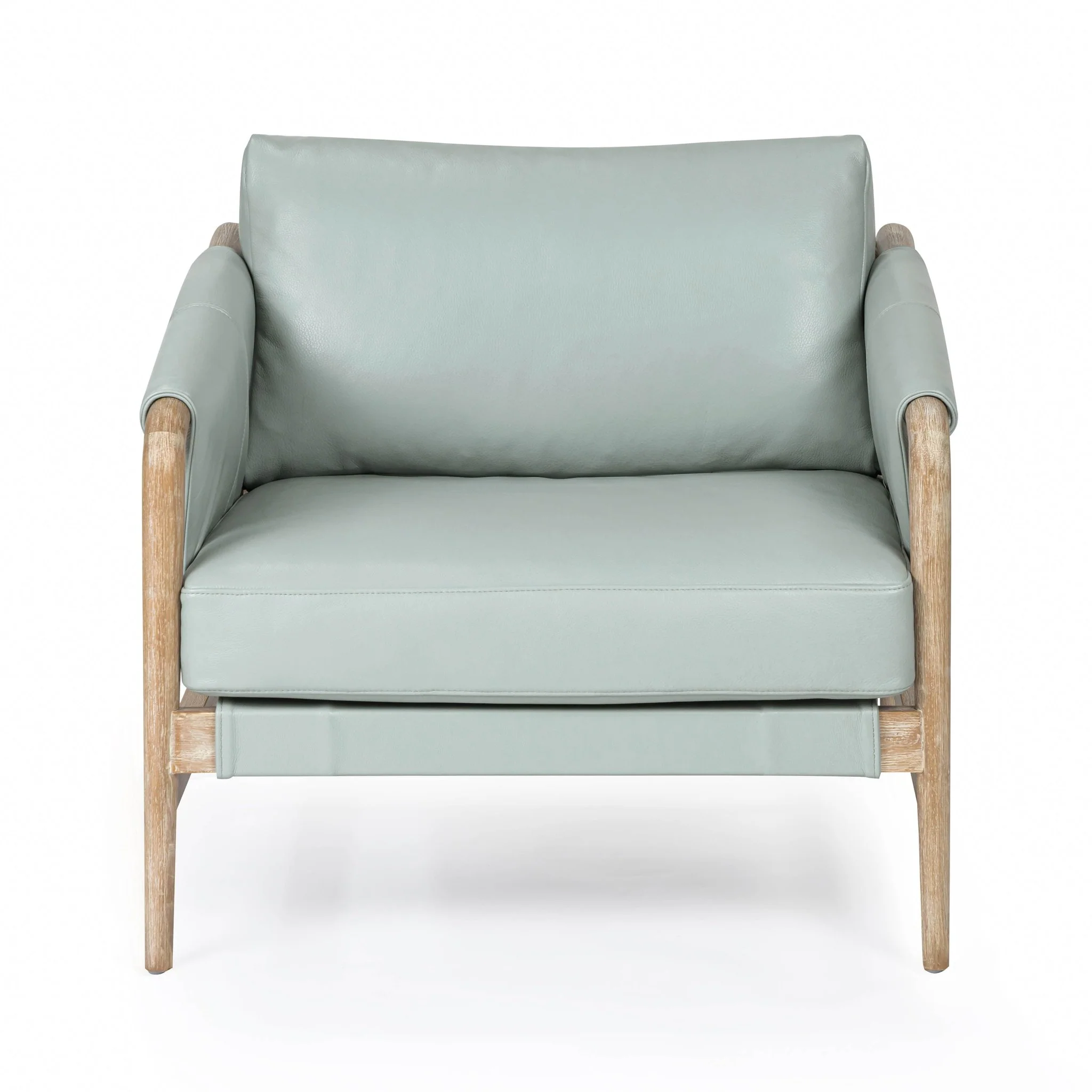 Chakka Blue Genuine Leather Accent Chair - Image 2
