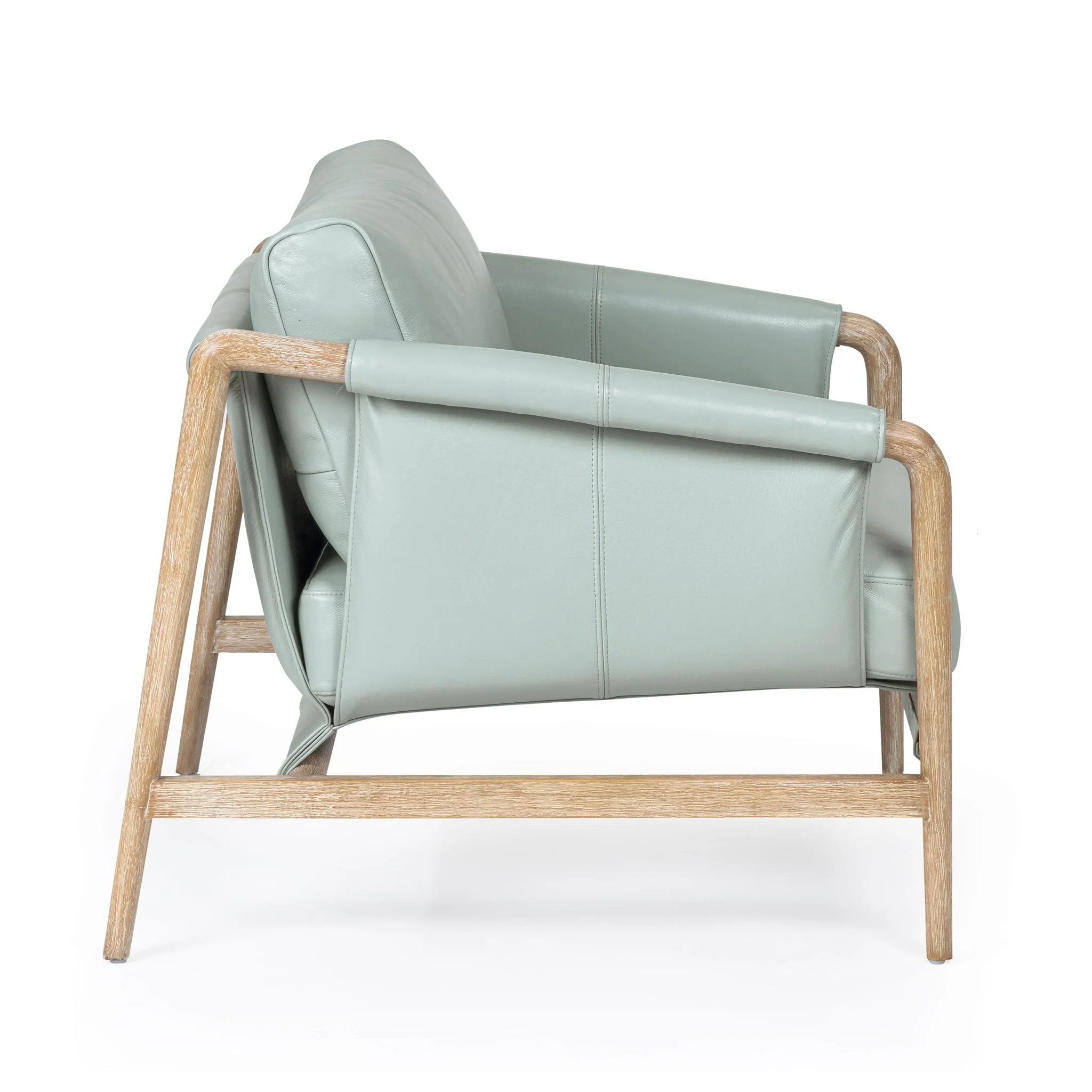 Chakka Blue Genuine Leather Accent Chair - Image 3