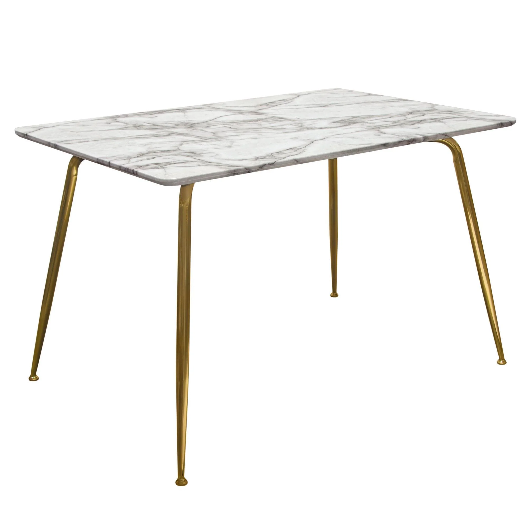 Chance Faux Marble Top Rectangular Dining Table w/ Brushed Gold Metal Legs by Diamond Sofa - Image 2