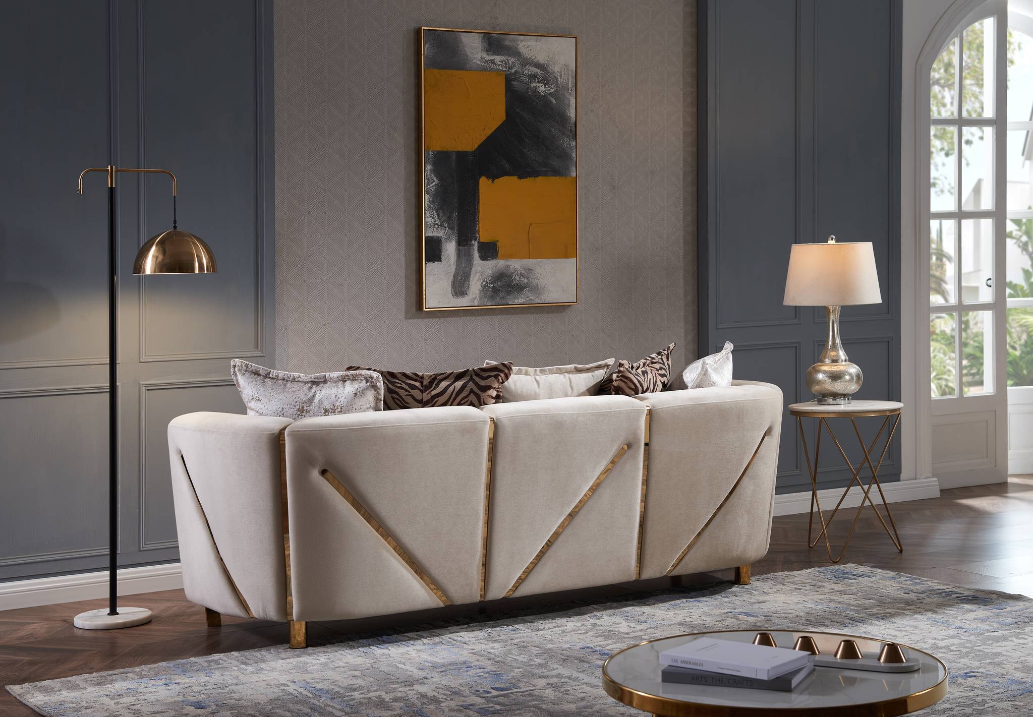 Chanelle 2PC Living Room Set Beige - Image 4