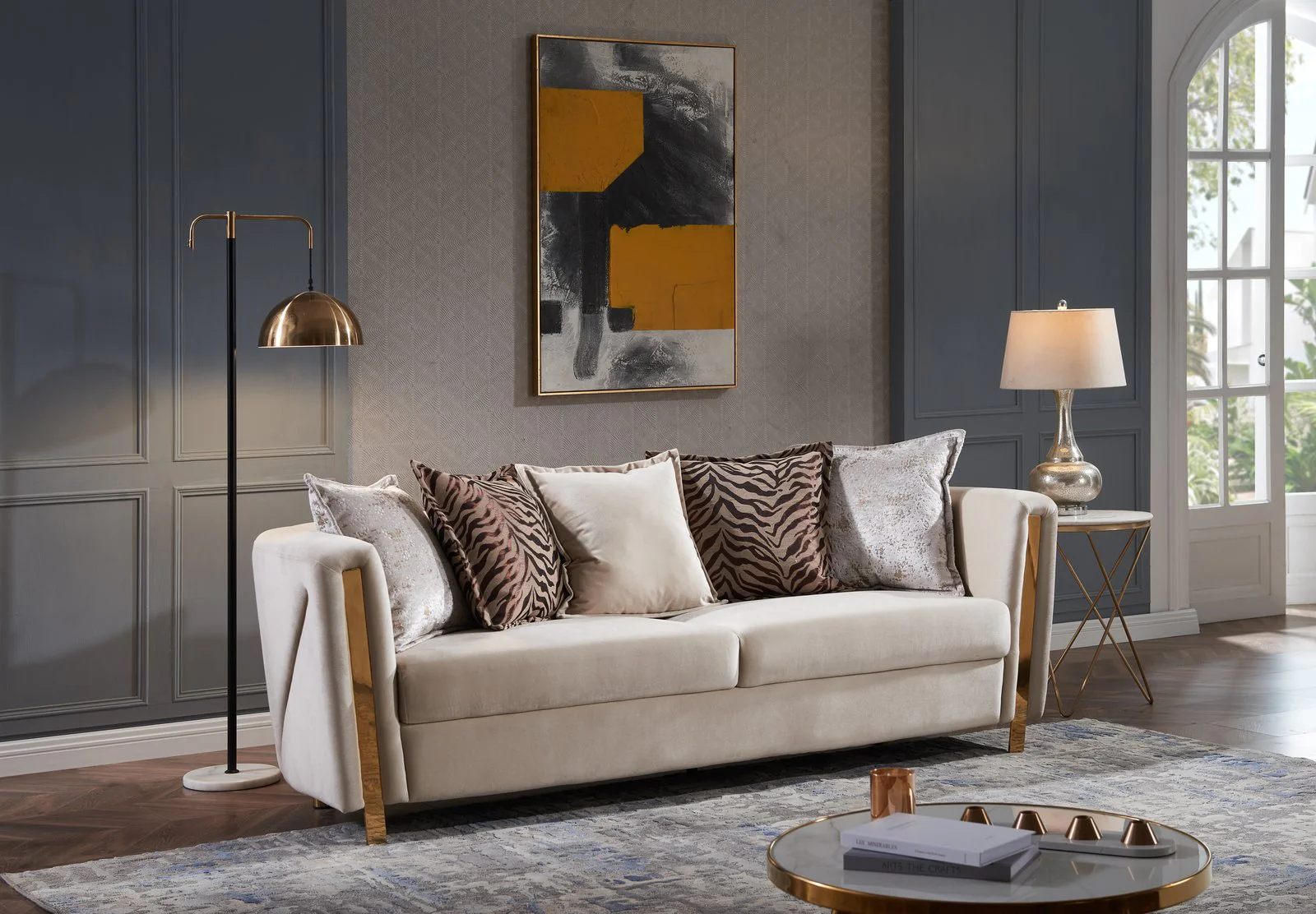Chanelle 3 Pc Living Room set Beige - Image 2